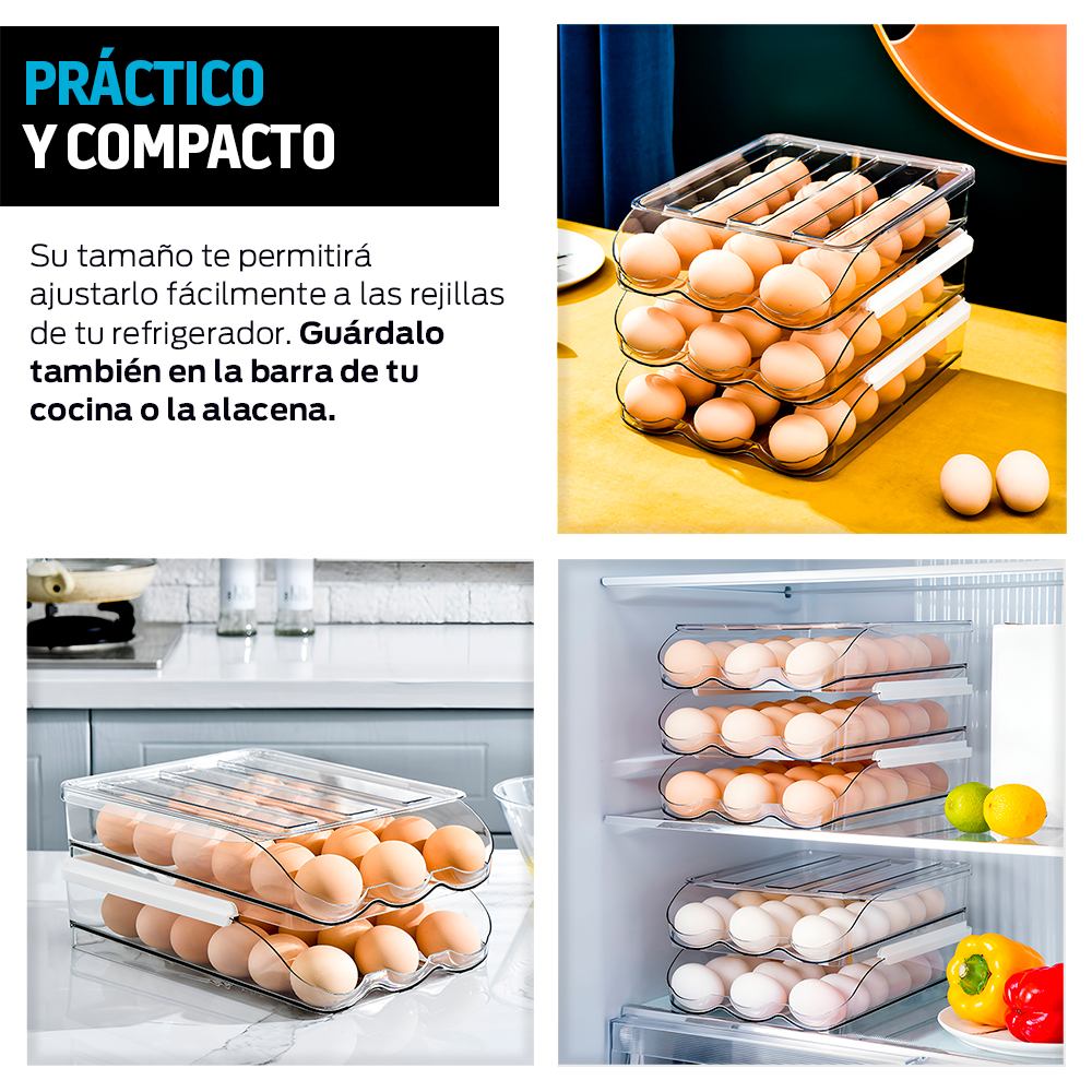 Foto 6 pulgar | Organizador de 54 Huevos Redlemon con 3 Cajones para Refrigerador Y Cocina