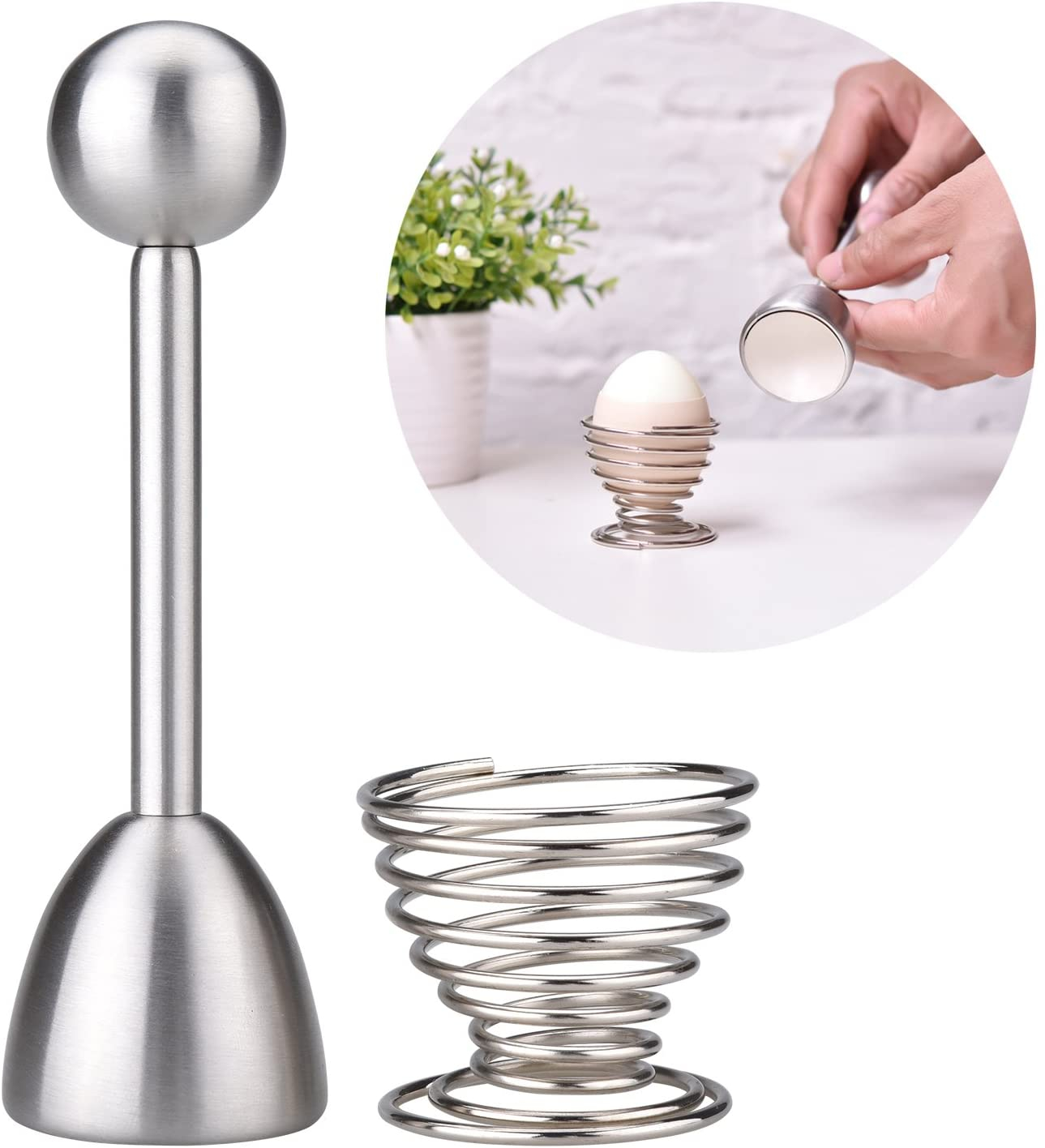 Foto 2 pulgar | Cubierta Para Huevos Jieyou De Acero Inoxidable De 14 Cm Con Huevera - Venta Internacional.