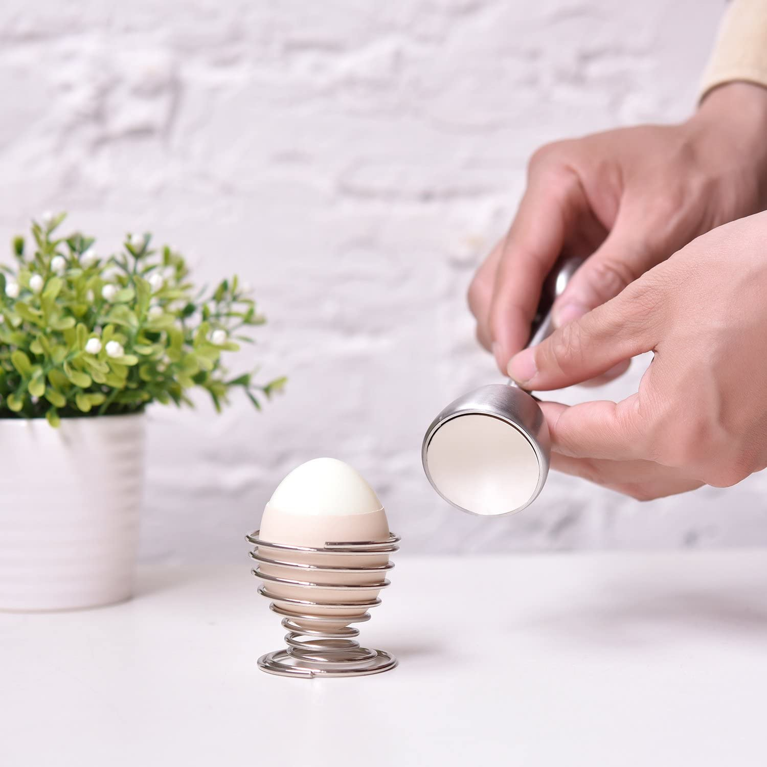 Foto 6 pulgar | Cubierta Para Huevos Jieyou De Acero Inoxidable De 14 Cm Con Huevera - Venta Internacional.