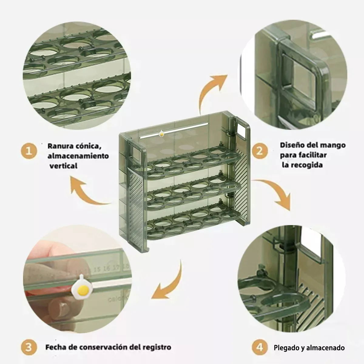 Foto 4 | Organizador De Huevos De 3 Niveles Para 60 Huevos 2pz  Eo Safe Imports Esi-20619 Verde