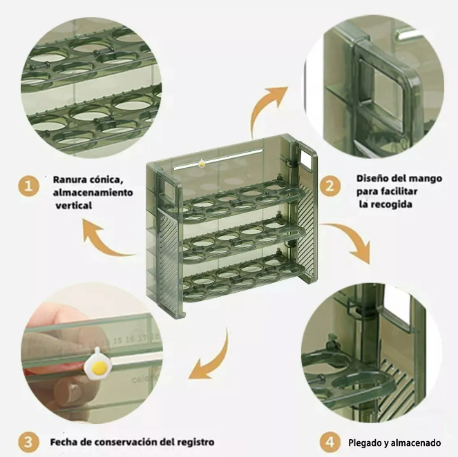 Foto 5 pulgar | Organizador De Huevos Xtellar Con Capacidad De Almacenamiento De 60 Huevos Para Un Hogar Moderno  2pz