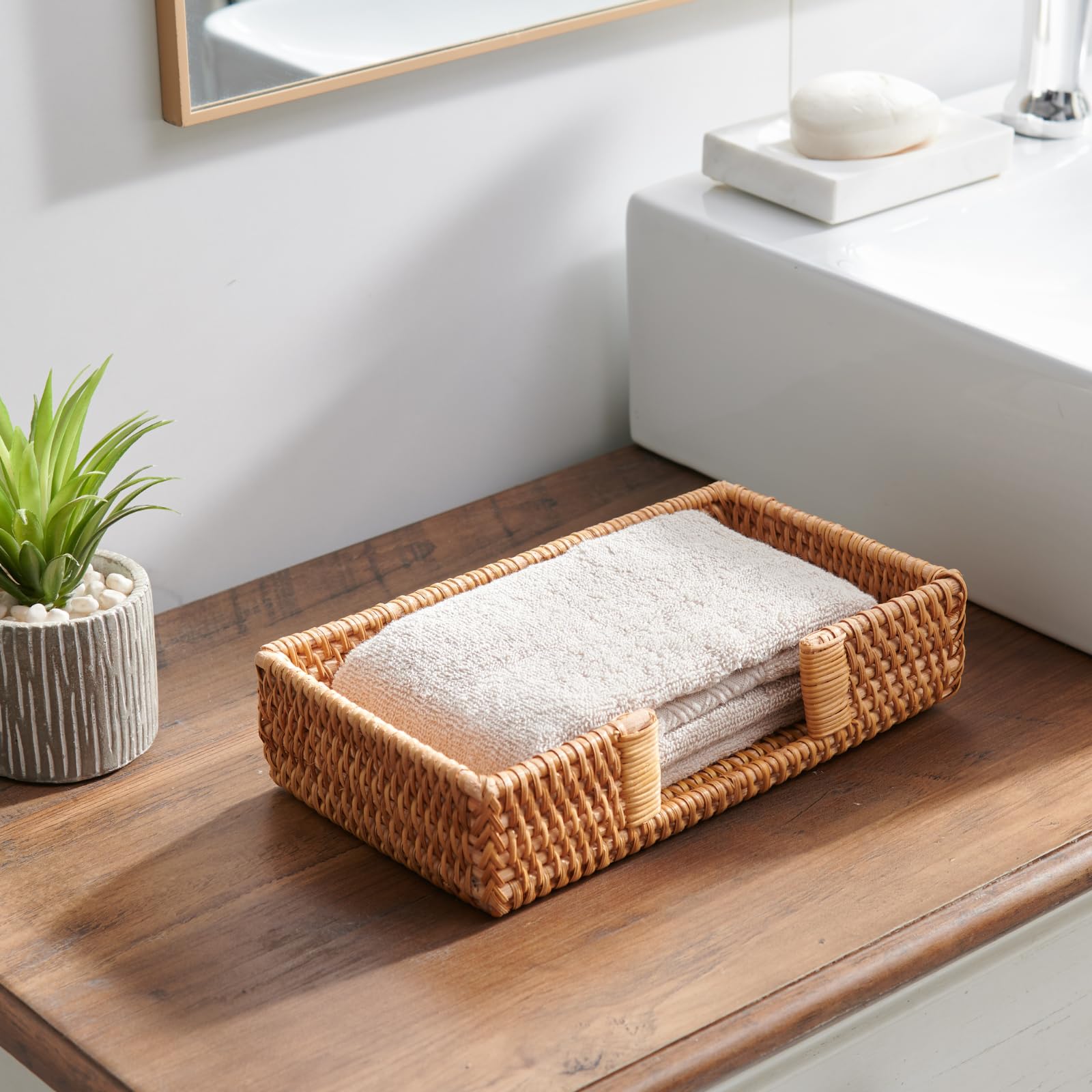 Foto 4 | Servilletero Yangqihome Rectangular De Ratán 24 X 14 X 5,5 Cm - Venta Internacional.