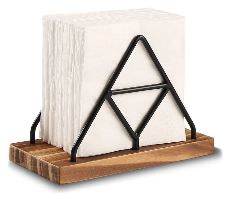 Foto 1 | Xtellar Servilletero Elegante Triangular De Hierro Y Base De Madera Maciza - Negro