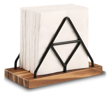 Foto 1 | Xtellar Servilletero Elegante Triangular De Hierro Y Base De Madera Maciza - Negro