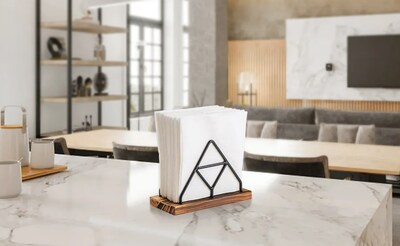 Foto 2 | Xtellar Servilletero Elegante Triangular De Hierro Y Base De Madera Maciza - Negro