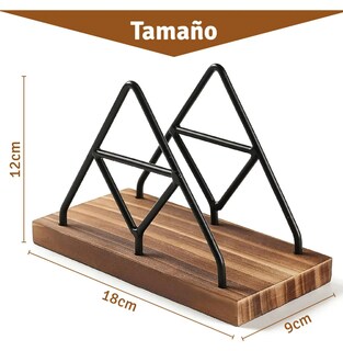 Foto 3 | Xtellar Servilletero Elegante Triangular De Hierro Y Base De Madera Maciza - Negro