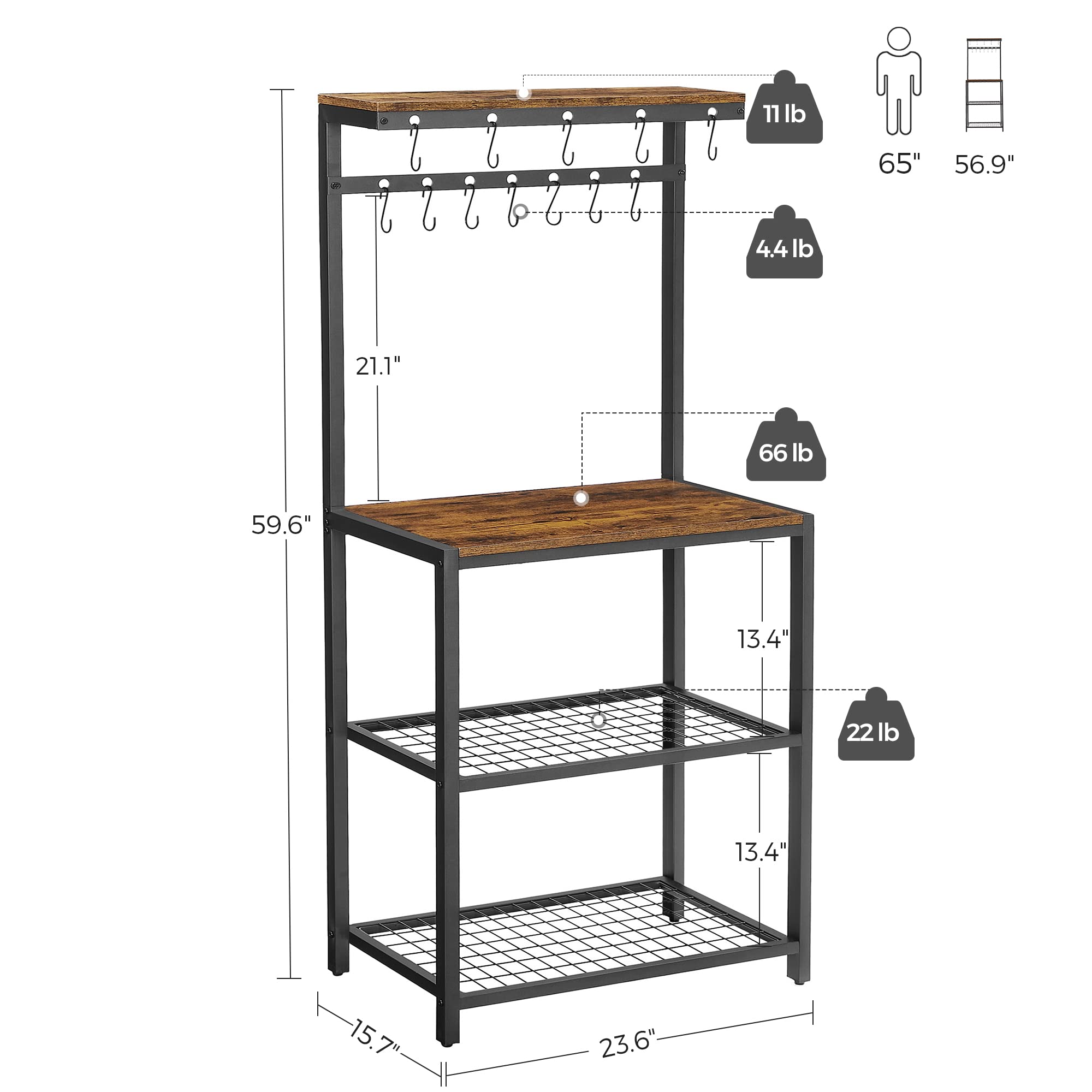 Foto 3 pulgar | Soporte Para Microondas Kitchen Baker's Rack Vasagle Con Almacenamiento