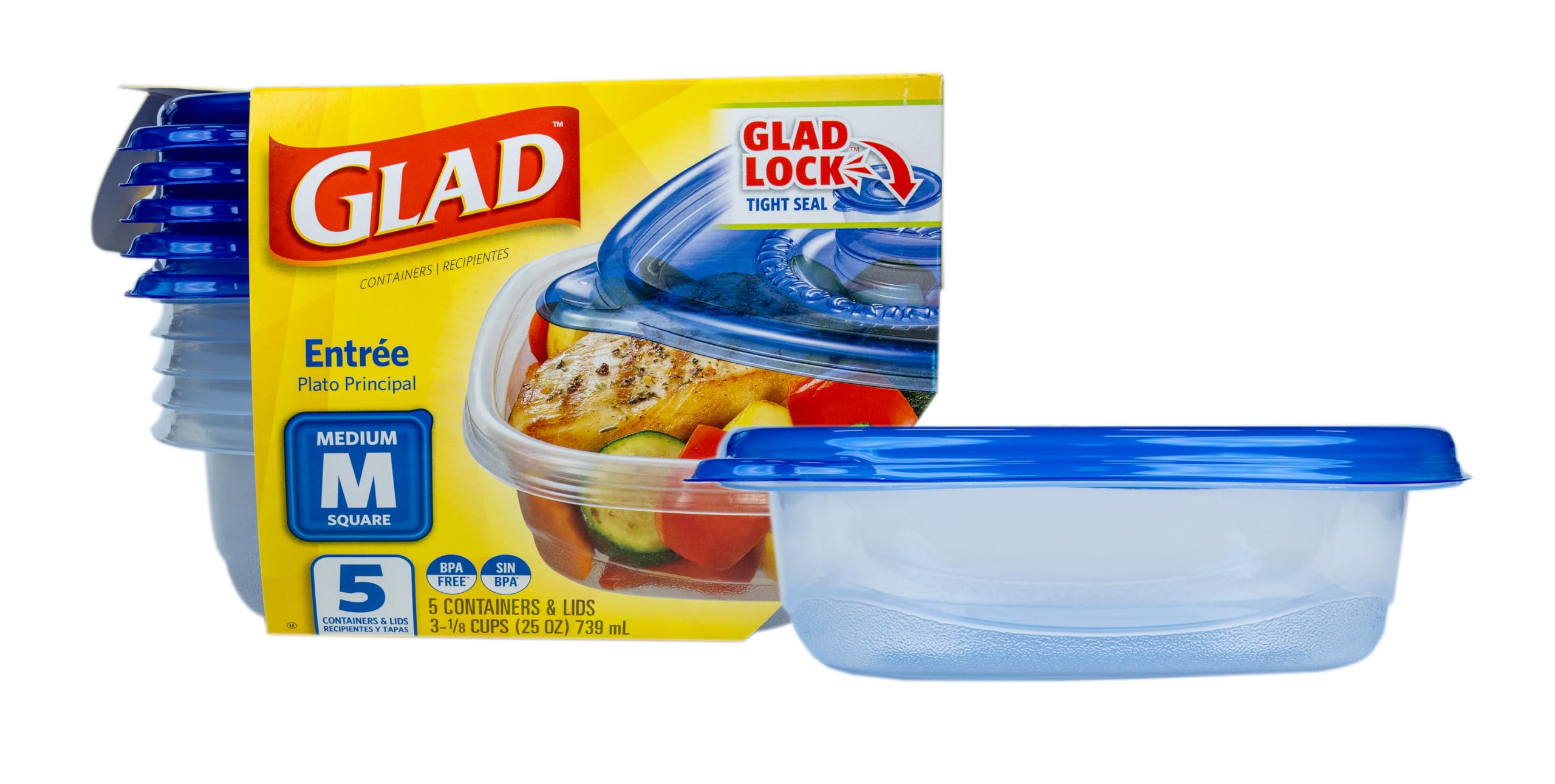 Foto 2 pulgar | Contenedor De Almacenamiento De Alimentos Gladware Entree 750 Ml, Juego De 5 - Venta Internacional.