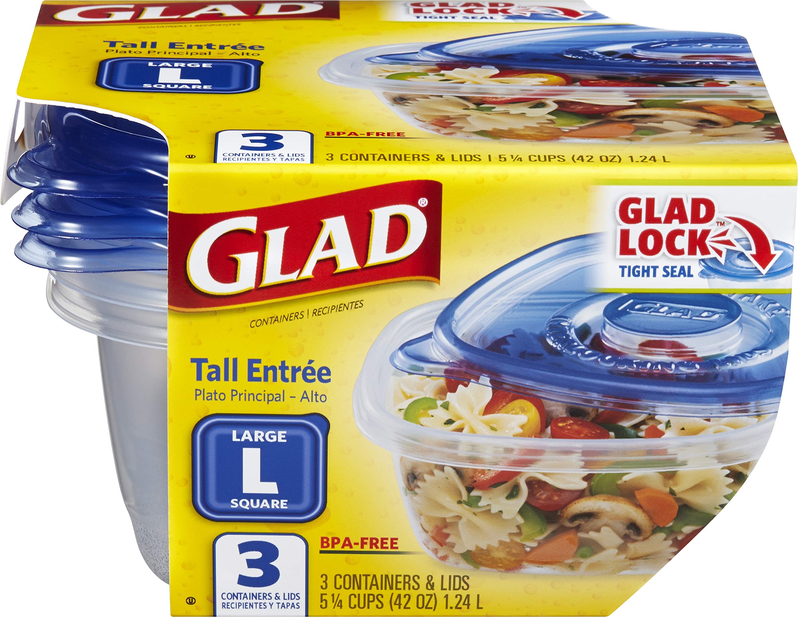 Foto 3 pulgar | Recipientes De Almacenamiento De Alimentos Gladware Tall Entree, 1,25 L, Paquete De 3 - Venta Internacional.