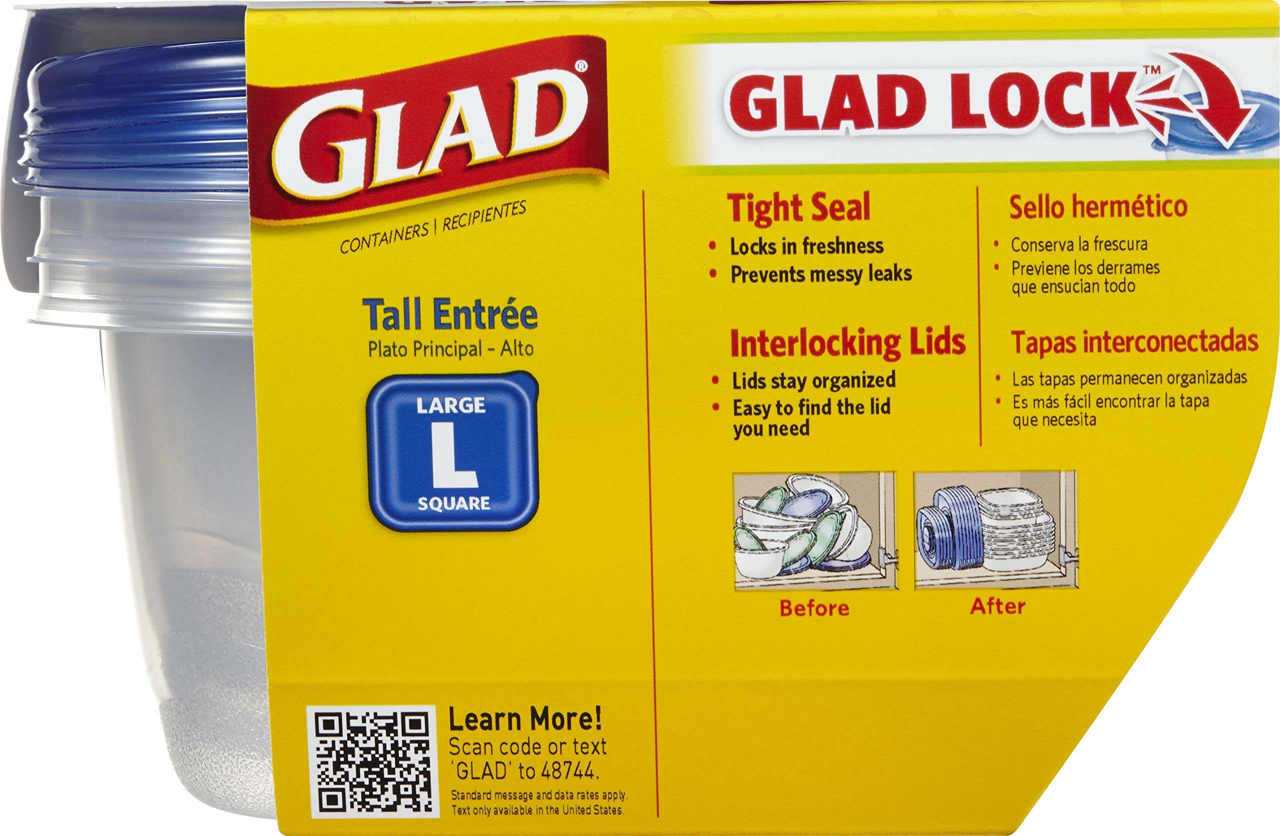 Foto 4 pulgar | Recipientes De Almacenamiento De Alimentos Gladware Tall Entree, 1,25 L, Paquete De 3 - Venta Internacional.
