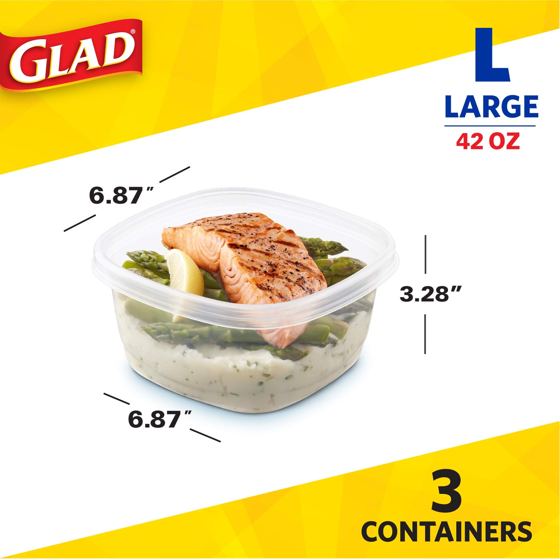 Foto 7 pulgar | Recipientes De Almacenamiento De Alimentos Gladware Tall Entree, 1,25 L, Paquete De 3 - Venta Internacional.