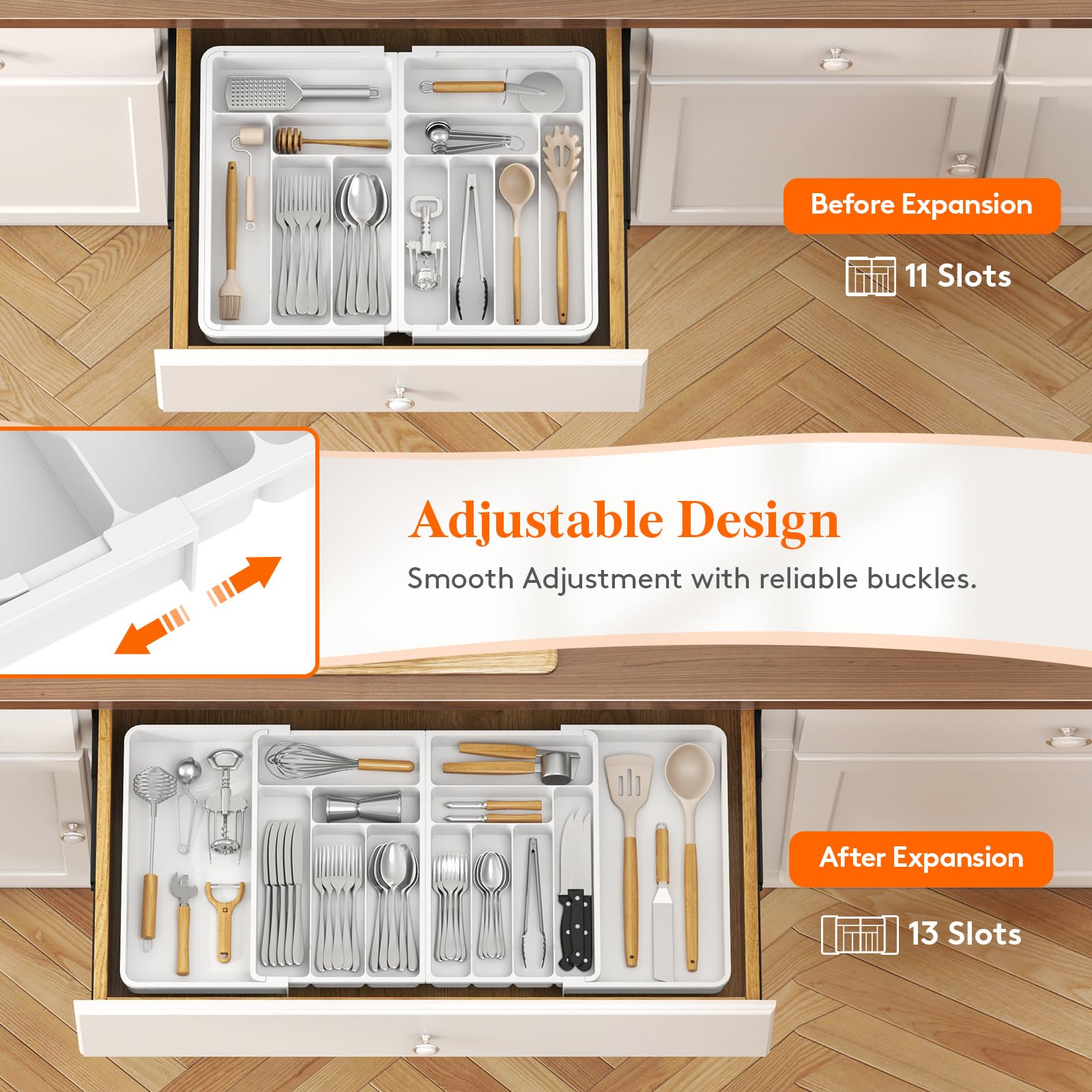 Foto 4 | Organizador De Cajones Lifewit, Grande, Ampliable, 36 Pulgadas, Blanco - Venta Internacional.