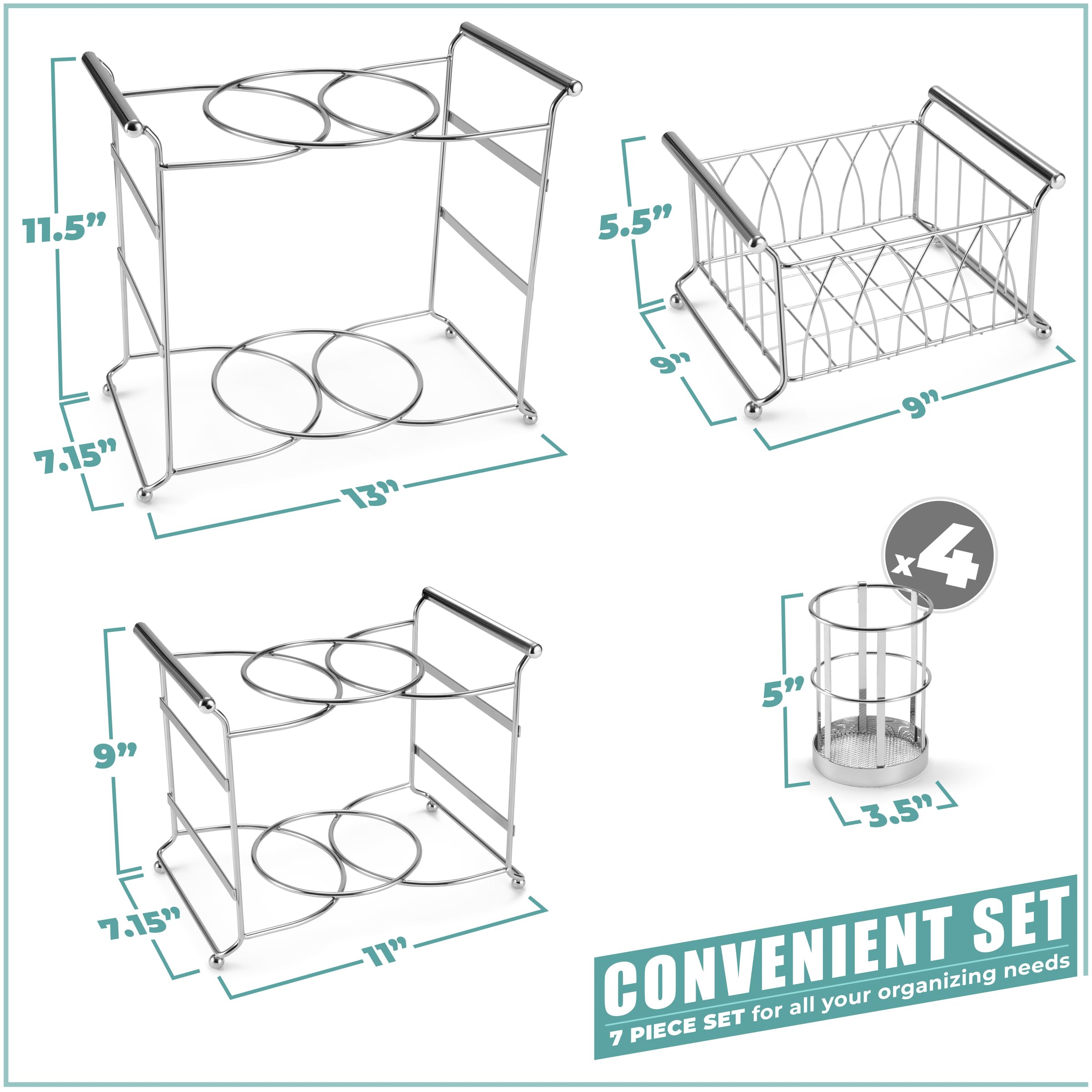 Foto 4 pulgar | Juego Apilable Buffet Caddy Sorbus De 7 Piezas, Plateado - Venta Internacional.
