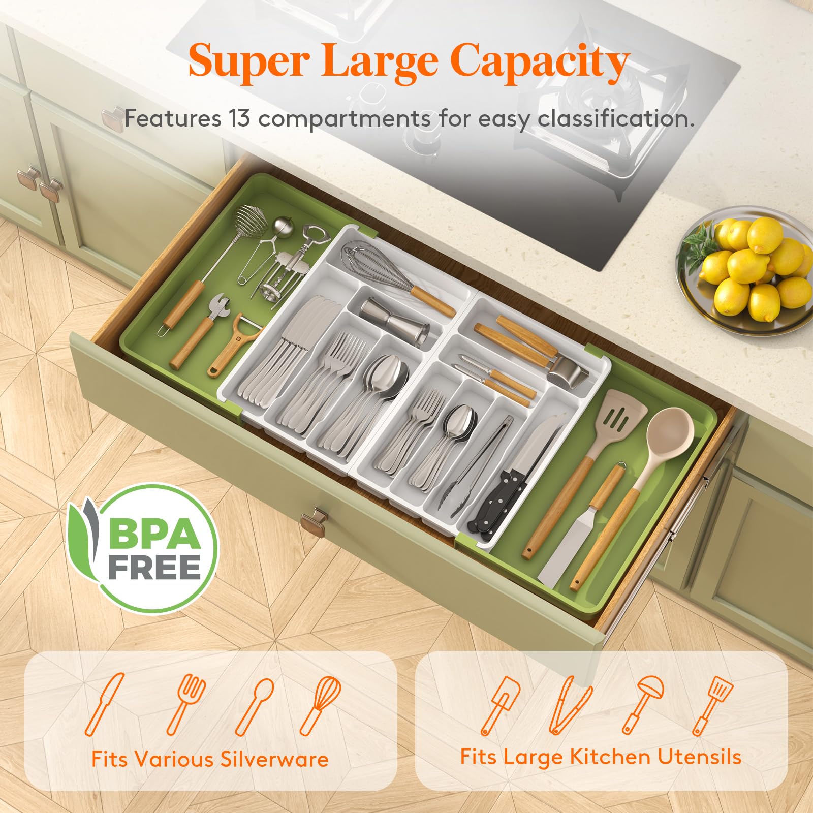 Foto 7 pulgar | Organizador De Cajones Lifewit, Grande, Ampliable, 36 Pulgadas, Sin Bpa - Venta Internacional.