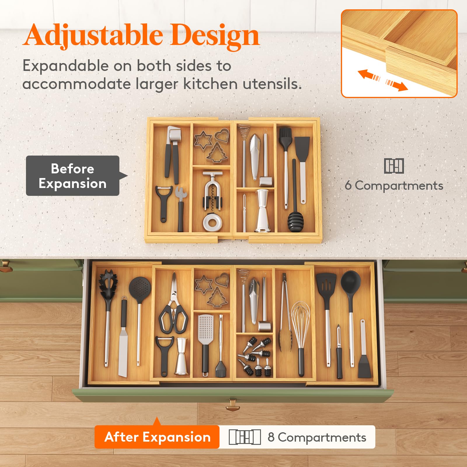 Foto 5 pulgar | Organizador De Utensilios Lifewit, Grande, Ampliable, 54,4 A 91,4 Cm De Ancho - Venta Internacional.