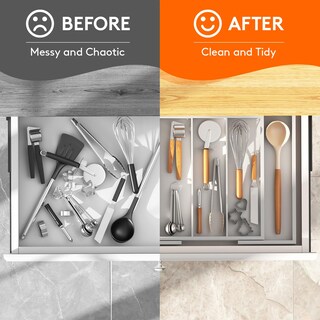 Foto 7 | Organizador De Utensilios Lifewit, Expandible, De Bambú, Blanco, Tamaño Grande - Venta Internacional.