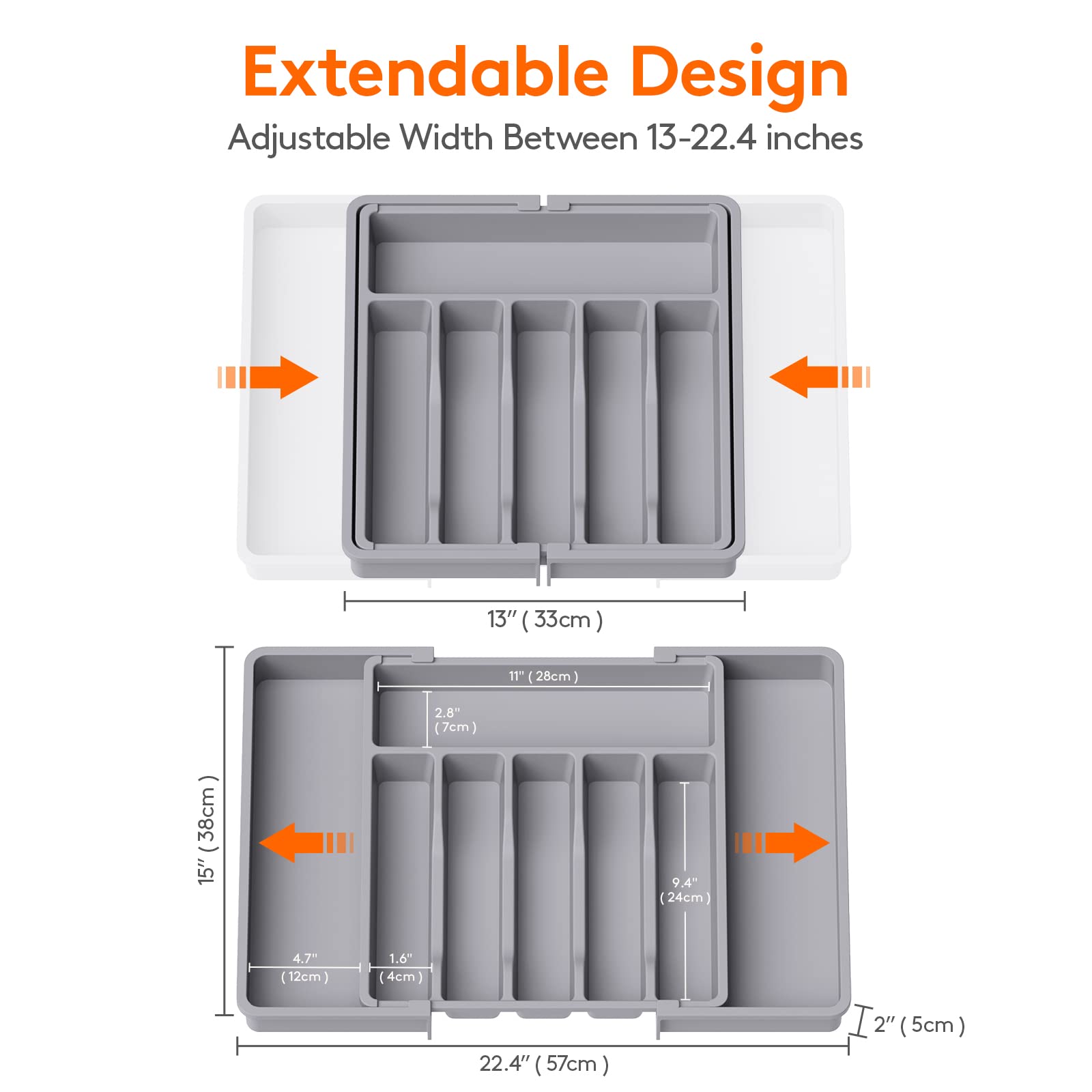 Foto 4 pulgar | Organizador De Cajones Para Cubiertos Lifewit, Expandible, De Plástico Gris - Venta Internacional.