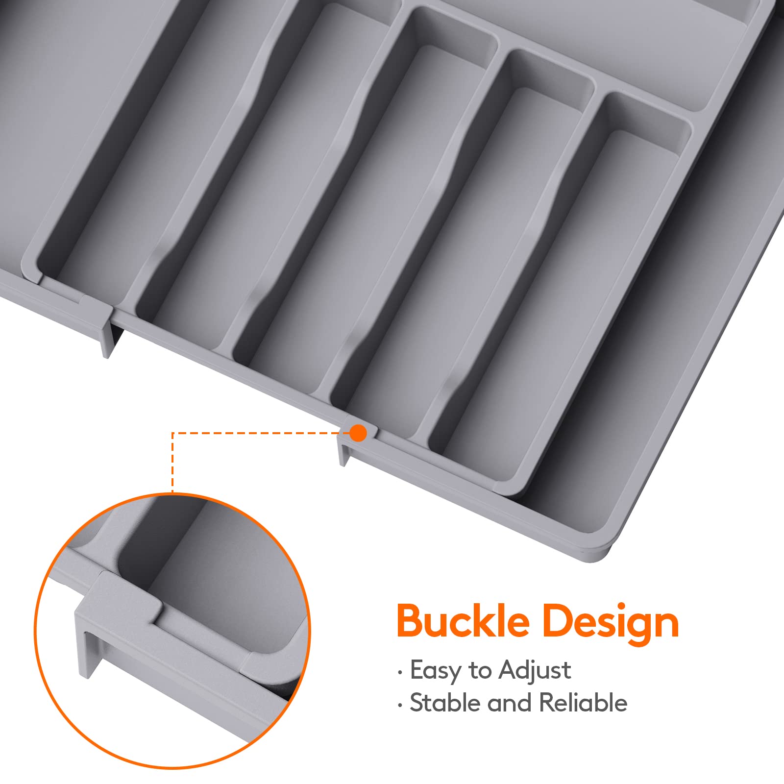 Foto 8 pulgar | Organizador De Cajones Para Cubiertos Lifewit, Expandible, De Plástico Gris - Venta Internacional.