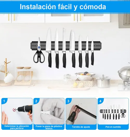 Foto 6 pulgar | Barra Xtellar Iman Magnética Porta Cuchillos Herramientas Chef 2 Pcs