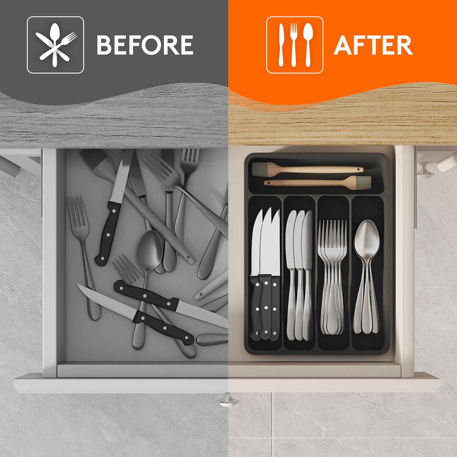 Foto 7 | Bandeja Organizadora De Cajones Lifewit Silverware, 5 Compartimentos - Venta Internacional.