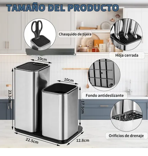 Foto 3 pulgar | Soporte Xtellar Para Cuchillos 2 En 1, Organizador Cubiertos Cocina