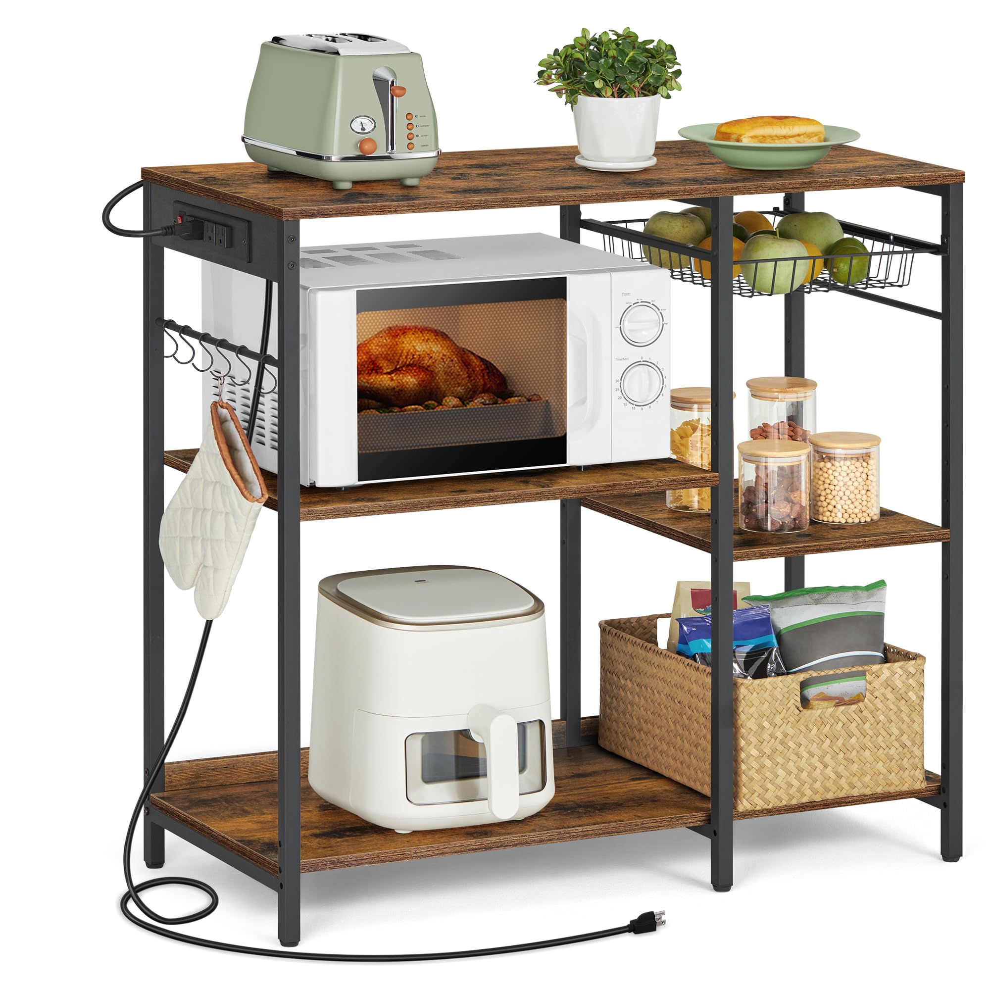 Foto 1 | Cafetería Baker's Rack Vasagle Con Estación De Carga Rústica - Venta Internacional.