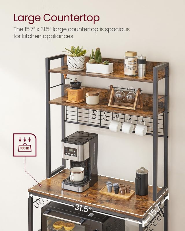Foto 5 pulgar | Estante Hutch Bakers Vasagle Con Toma De Corriente, 14 Ganchos, Rústico - Venta Internacional.