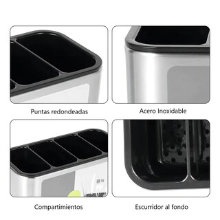 Foto 3 | Organizador De Cubiertos Bandeja Escurridor Acero Inoxidable Eo Safe Imports Esi-19224 Plata