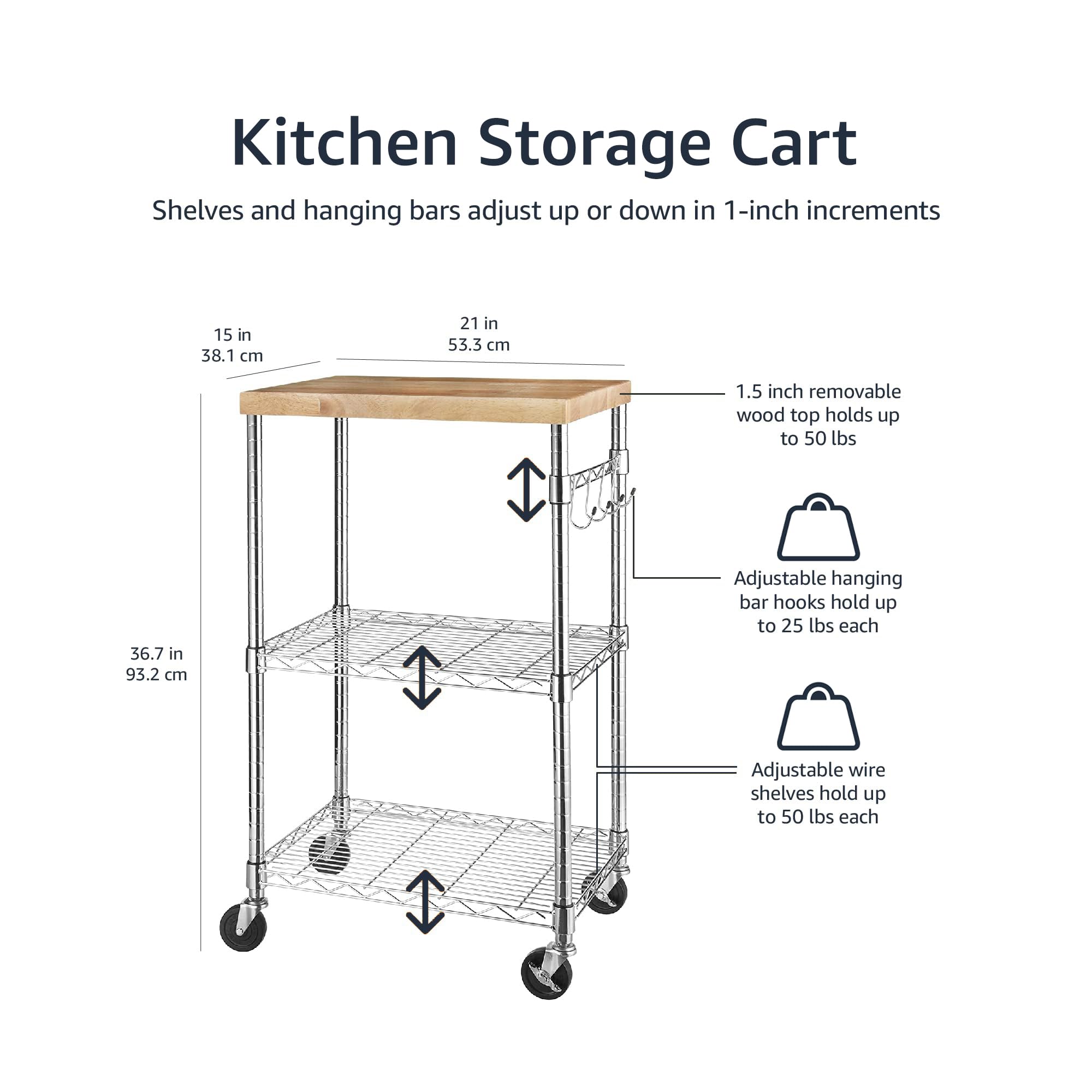 Foto 5 pulgar | Estante De Cocina Amazon Basics Portátil Con Capacidad De 80 Kg - Venta Internacional.
