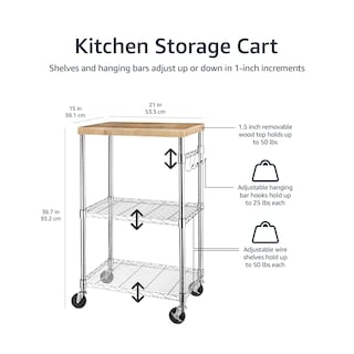Foto 4 | Estante De Cocina Amazon Basics Portátil Con Capacidad De 80 Kg - Venta Internacional.