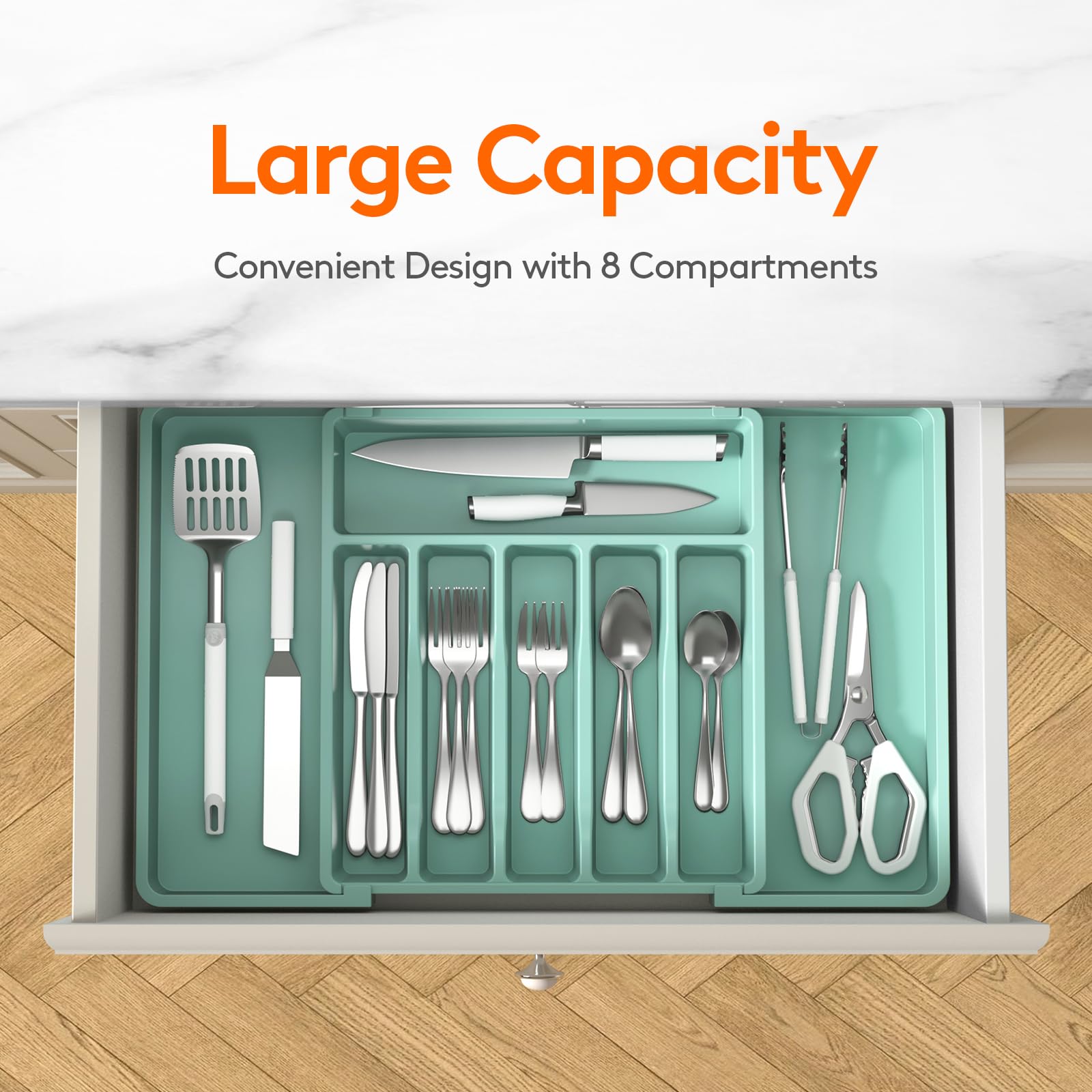 Foto 2 | Organizador De Cajones Para Cubiertos Lifewit, Expandible, Turquesa - Venta Internacional.