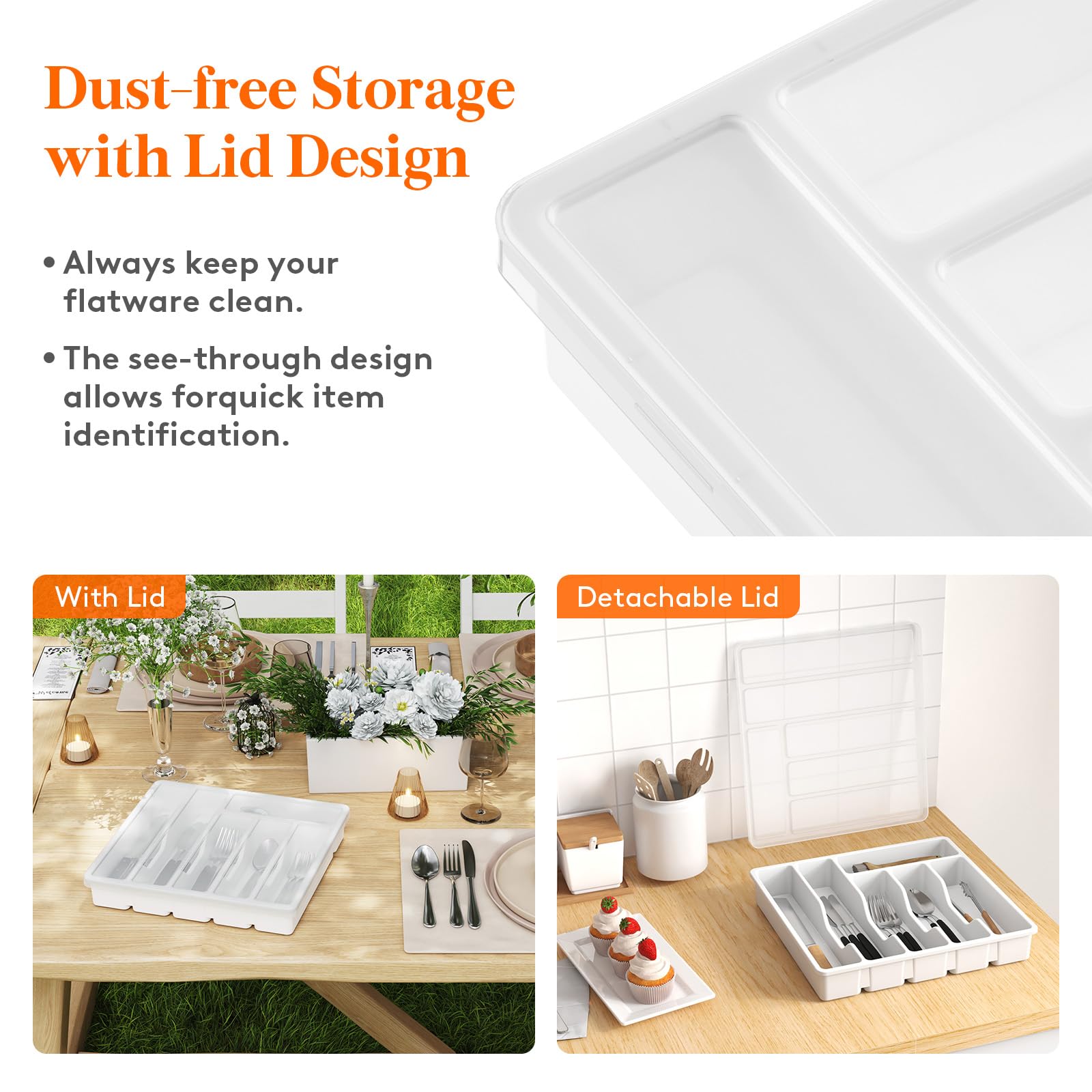 Foto 2 | Organizador De Cubiertos Lifewit Con 6 Compartimentos, Color Blanco - Venta Internacional.