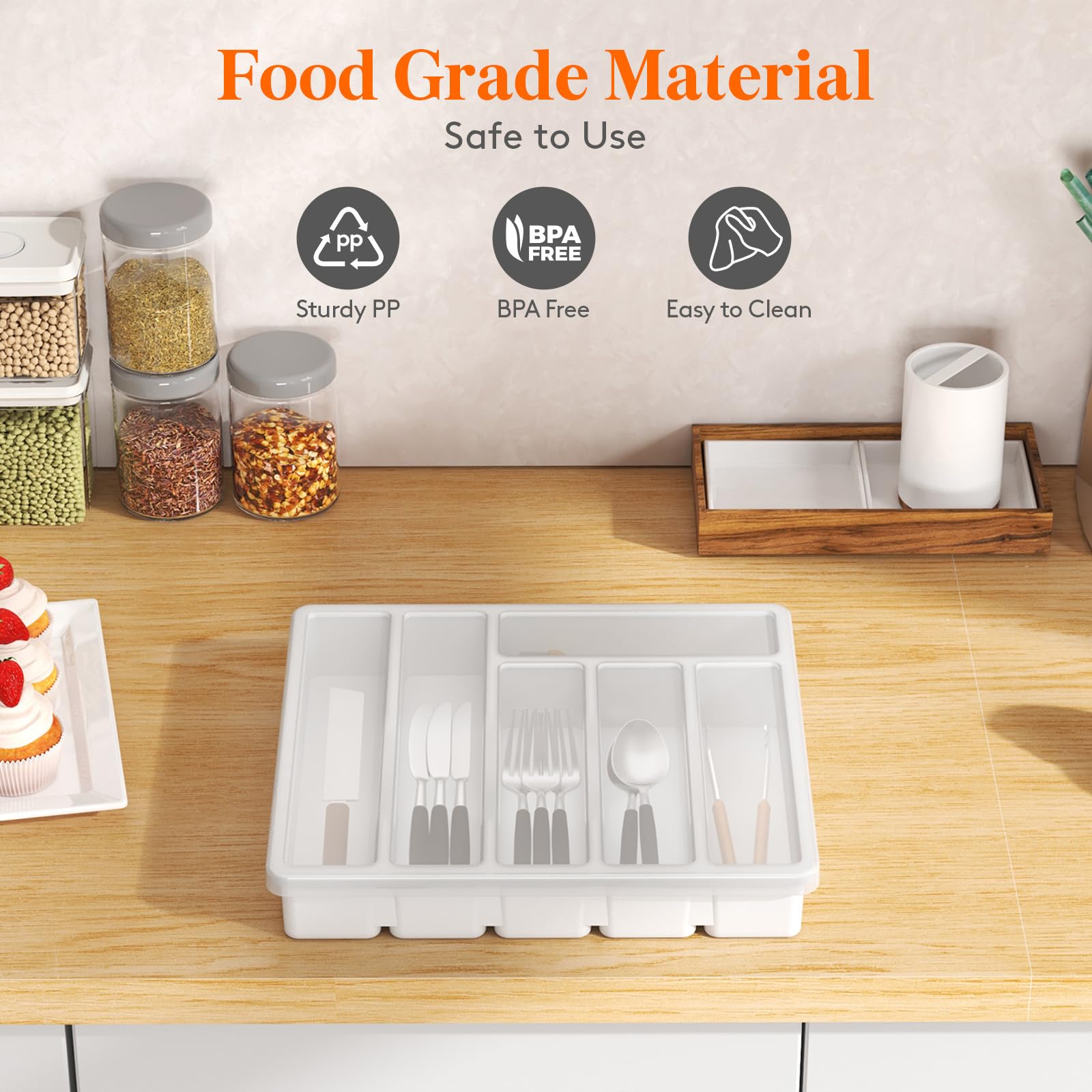 Foto 5 | Organizador De Cubiertos Lifewit Con 6 Compartimentos, Color Blanco - Venta Internacional.