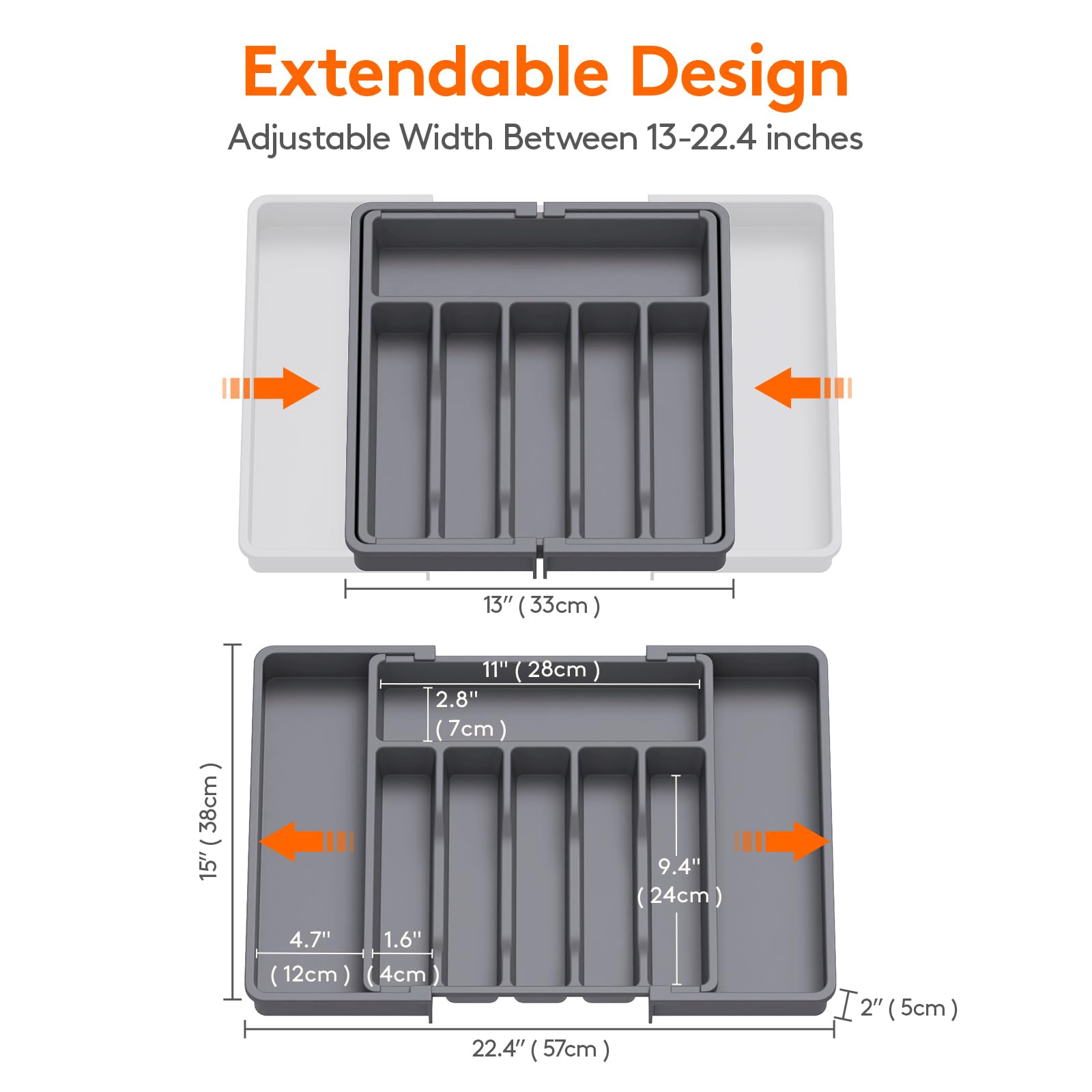 Foto 4 pulgar | Organizador De Cajones Para Cubiertos Lifewit, Expandible, Gris Oscuro - Venta Internacional.