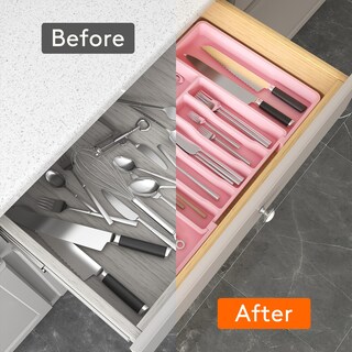 Foto 6 | Organizador De Cajones Para Cubiertos Lifewit, Expandible, Rosa, Grande - Venta Internacional.