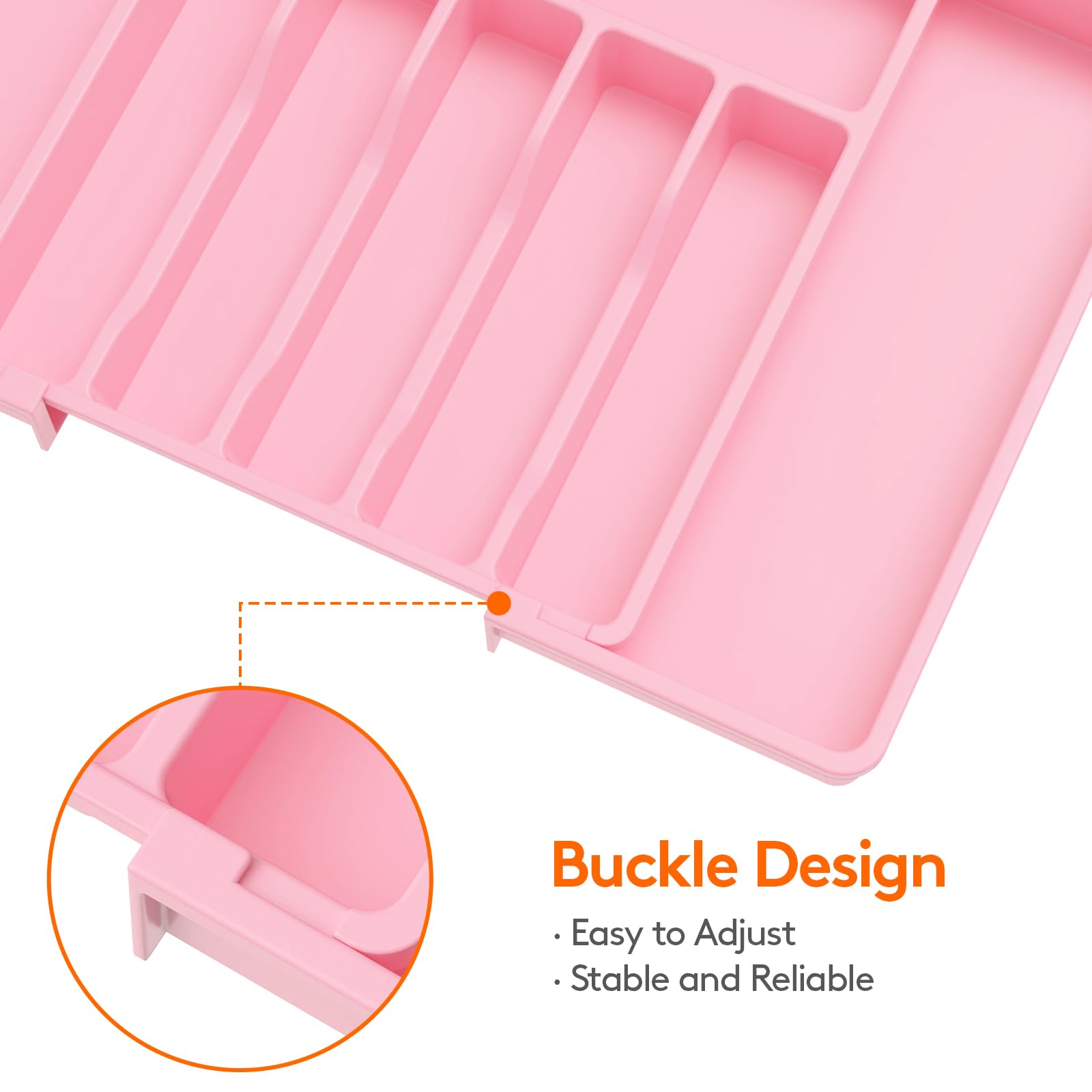 Foto 7 | Organizador De Cajones Para Cubiertos Lifewit, Expandible, Rosa, Grande - Venta Internacional.