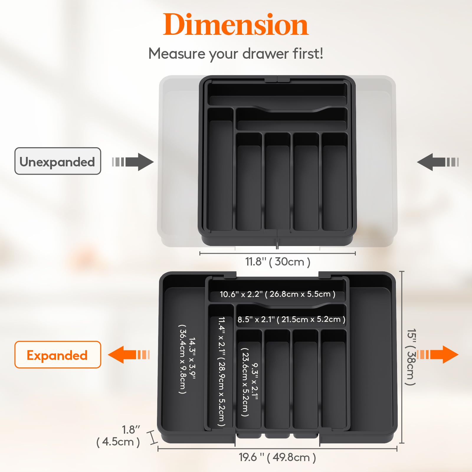 Foto 4 pulgar | Organizador De Cajones Para Cubiertos Lifewit, Expandible, Negro - Venta Internacional.