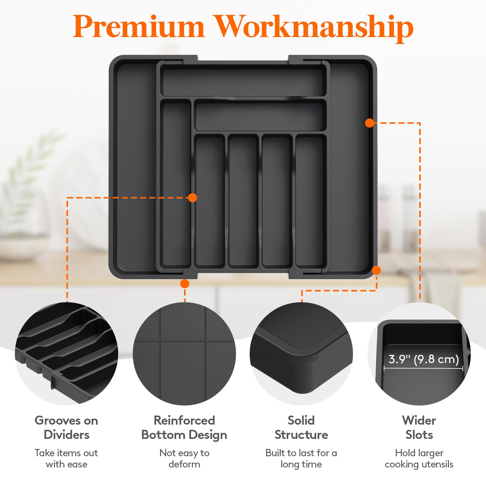 Foto 7 pulgar | Organizador De Cajones Para Cubiertos Lifewit, Expandible, Negro - Venta Internacional.