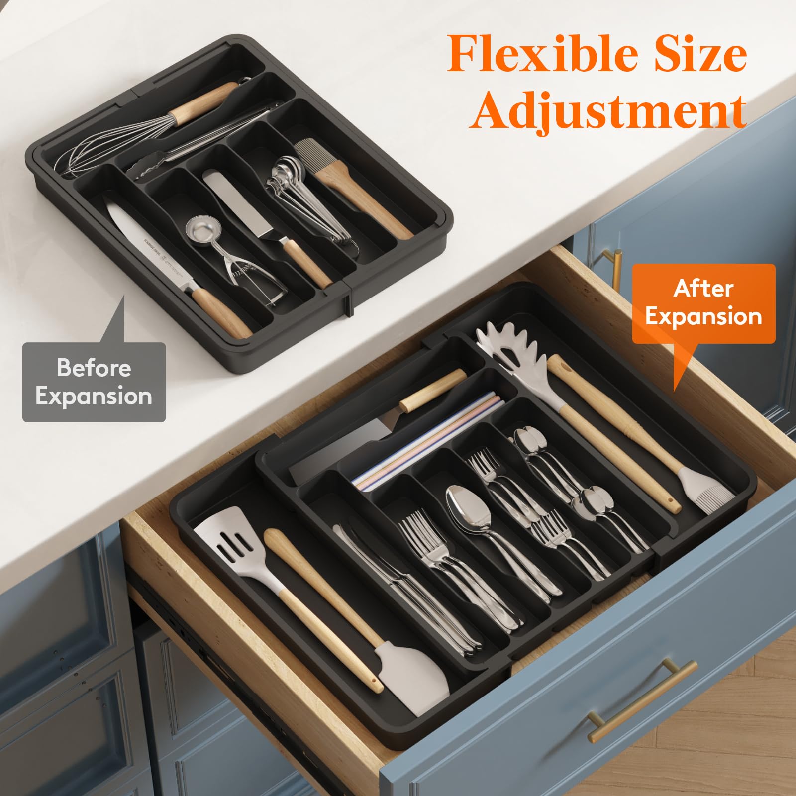 Foto 7 | Organizador De Cajones Para Cubiertos Lifewit, Expandible, Negro - Venta Internacional.