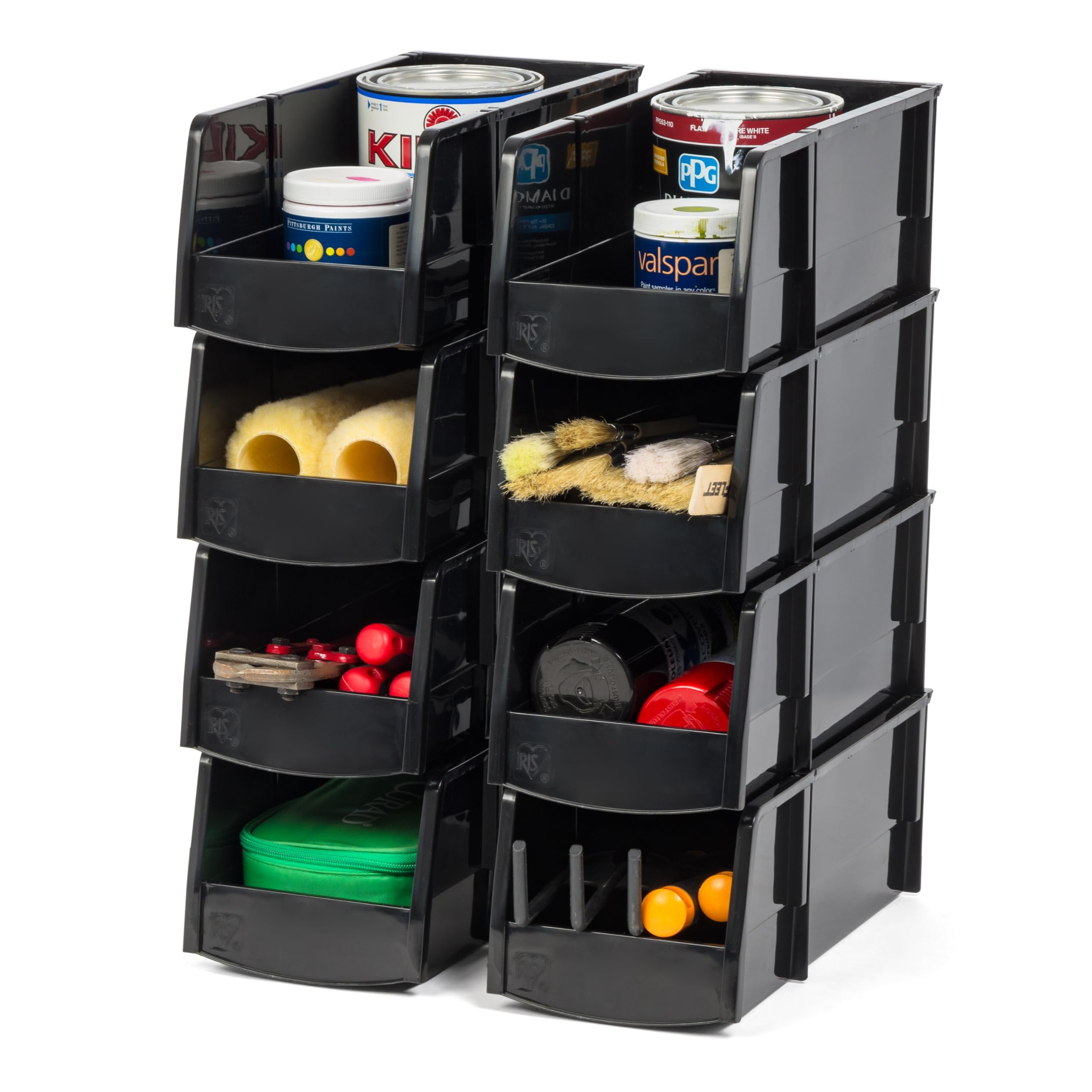 Contenedor Iris Usa, Estanterías De Plástico, Apilables, Color Negro, Paquete De 8 - Venta Internacional.