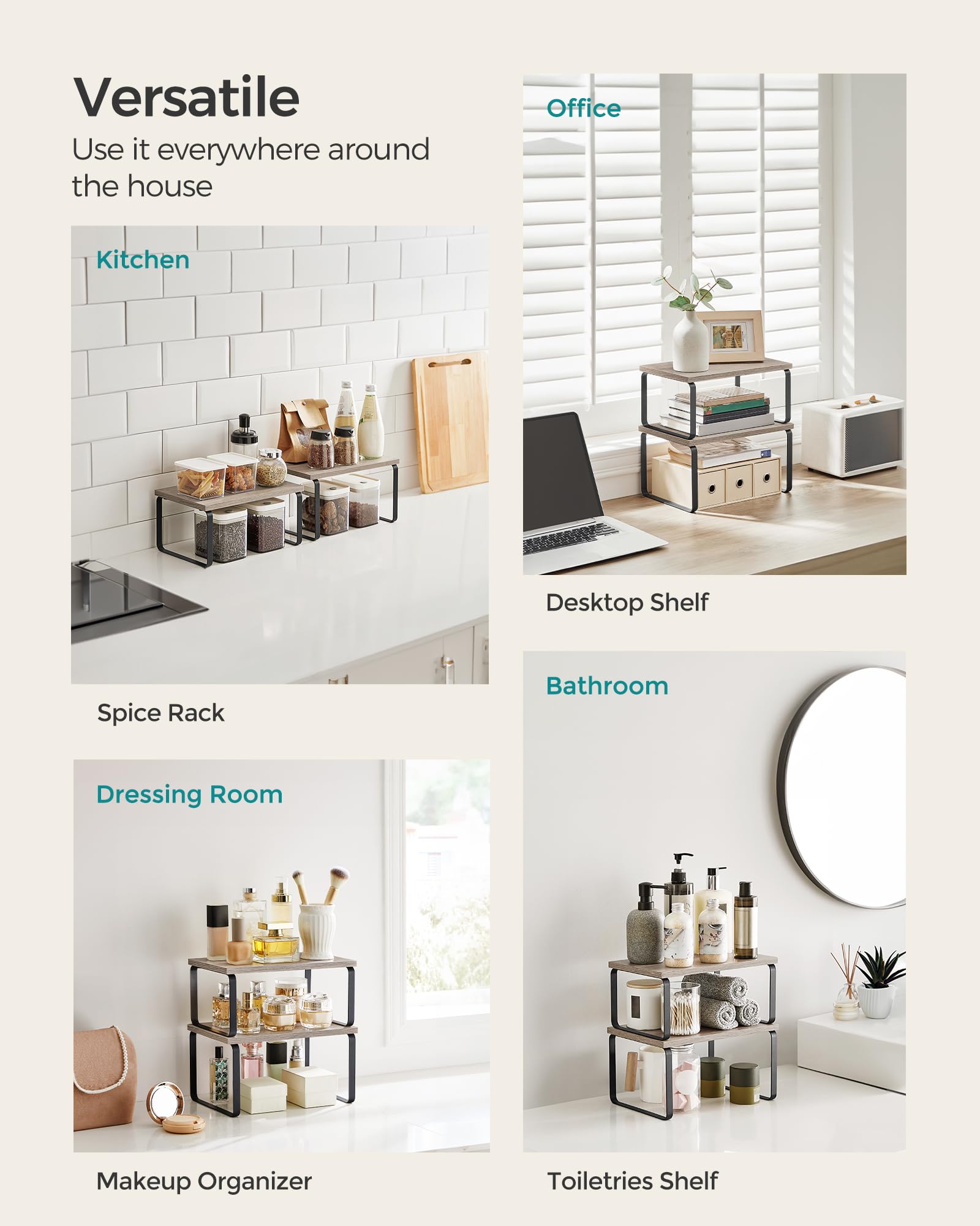Foto 5 | Estante Organizador De Armario Songmics Kitchen De Metal Y Madera Artificial - Venta Internacional.