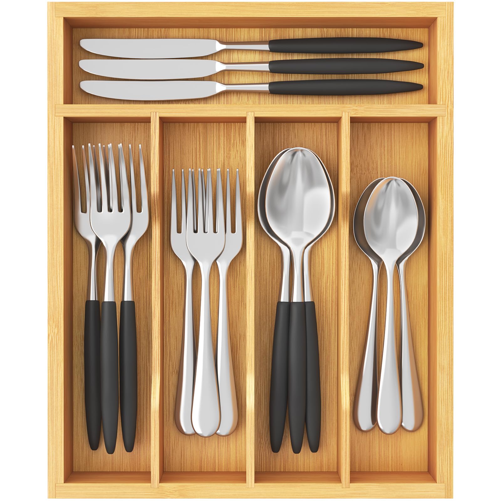 Foto 2 pulgar | Organizador De Cajones Lifewit Silverware, 5 Ranuras, Madera De Bambú - Venta Internacional.