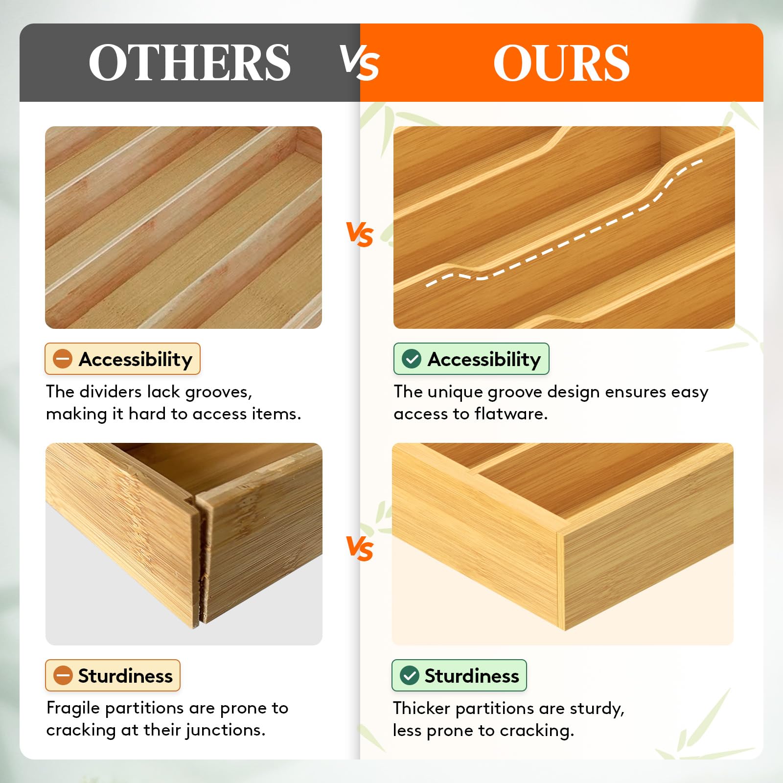 Foto 6 | Organizador De Cajones Lifewit Silverware, 5 Ranuras, Madera De Bambú - Venta Internacional.