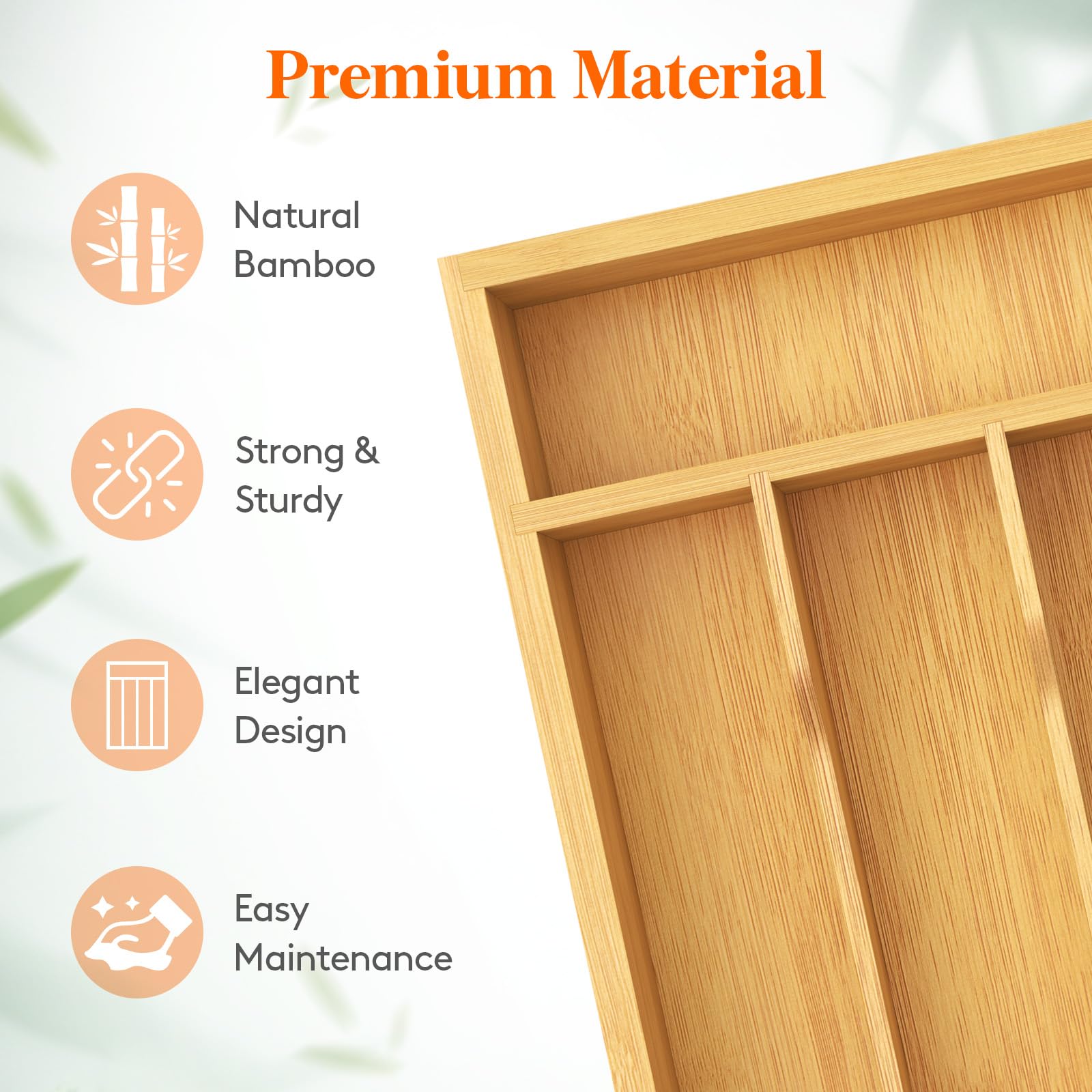 Foto 7 | Organizador De Cajones Lifewit Silverware, 5 Ranuras, Madera De Bambú - Venta Internacional.