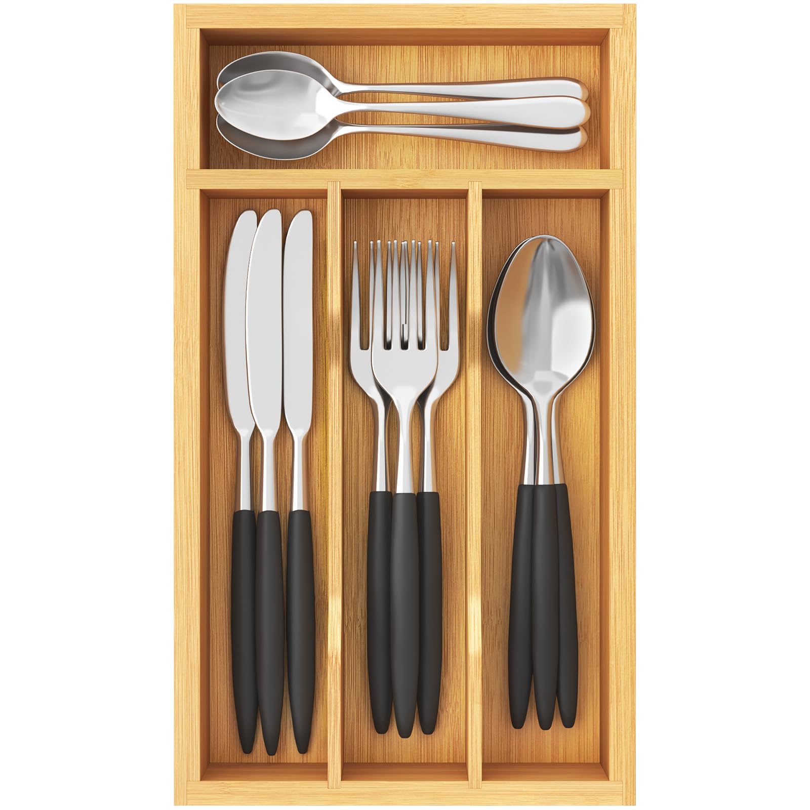 Foto 2 pulgar | Organizador De Cajones Lifewit Silverware, 4 Ranuras, Madera De Bambú - Venta Internacional.