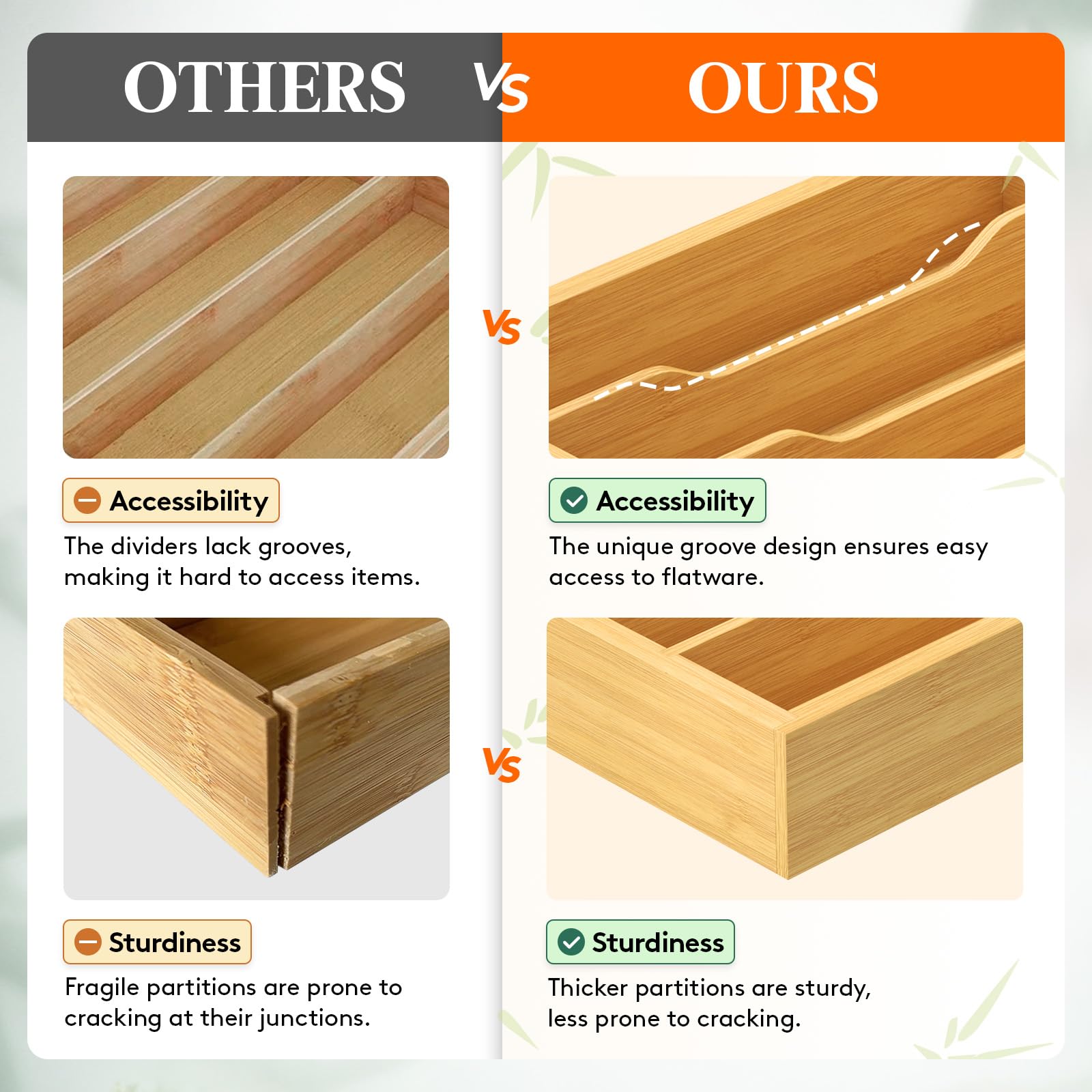 Foto 6 | Organizador De Cajones Lifewit Silverware, 4 Ranuras, Madera De Bambú - Venta Internacional.