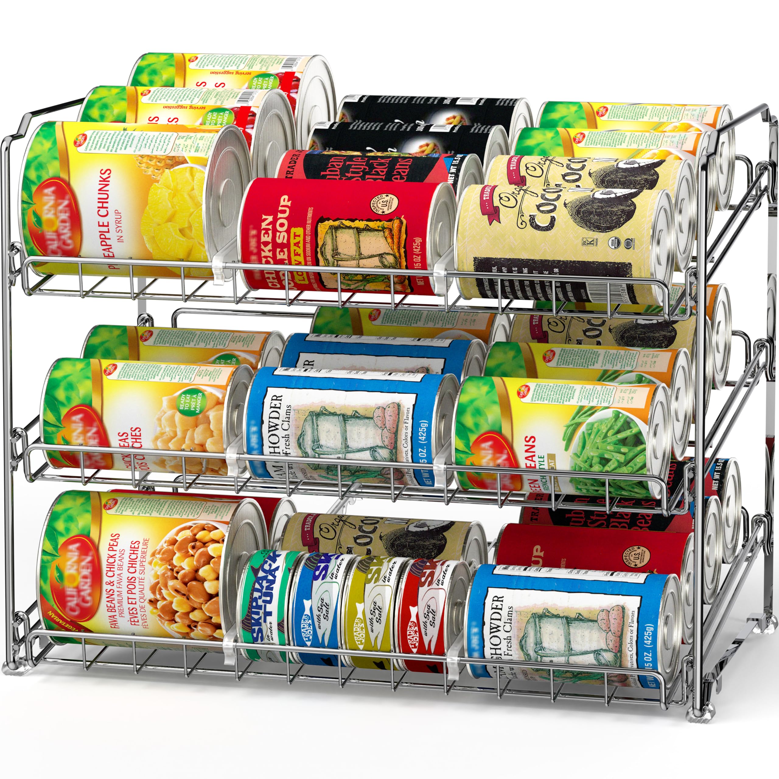 Foto 1 | Organizador Para Guardar Latas  Artículos Sencillos Para El Hogar  3 Niveles  Cromado  36 Latas - Venta Internacional.