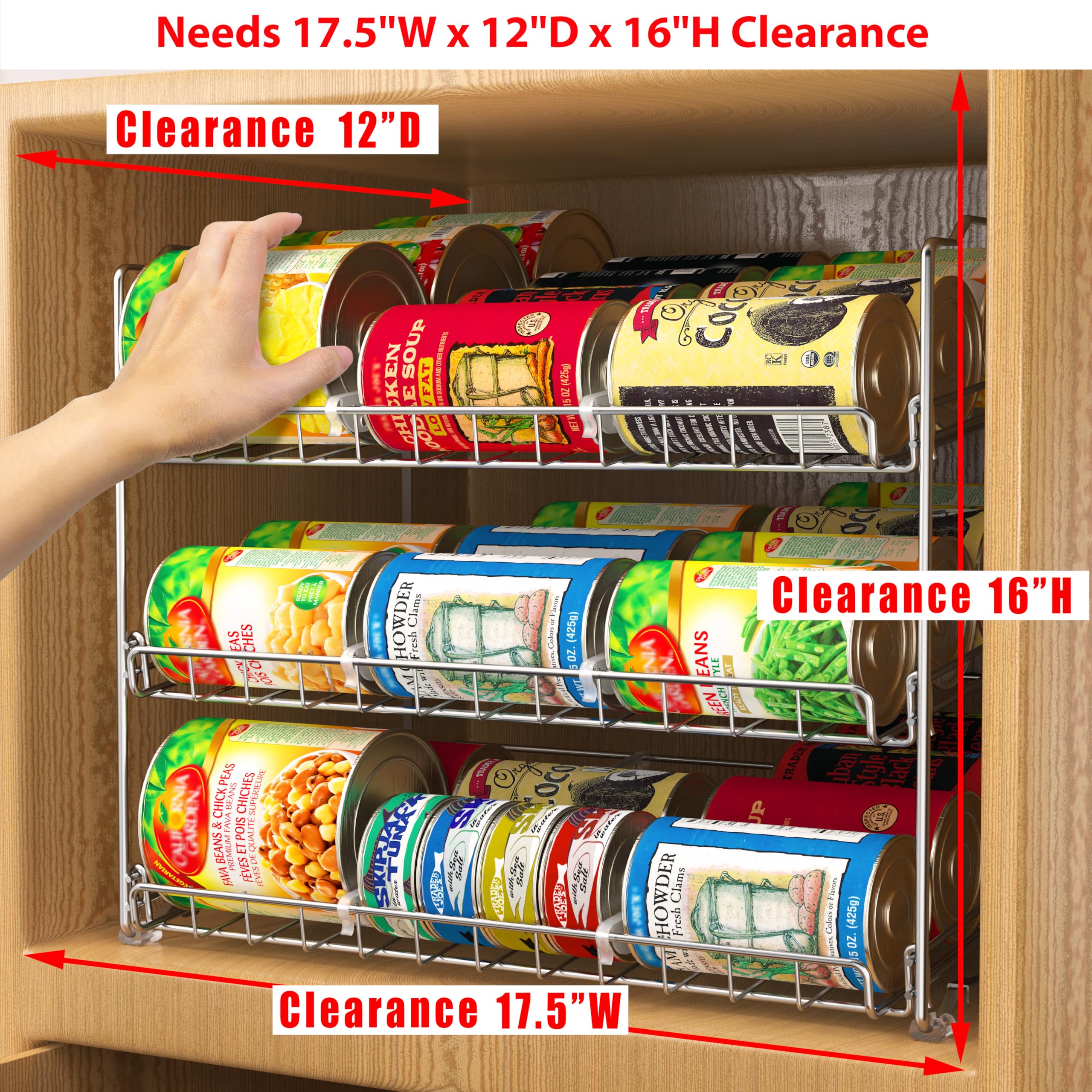 Foto 3 | Organizador Para Guardar Latas  Artículos Sencillos Para El Hogar  3 Niveles  Cromado  36 Latas - Venta Internacional.