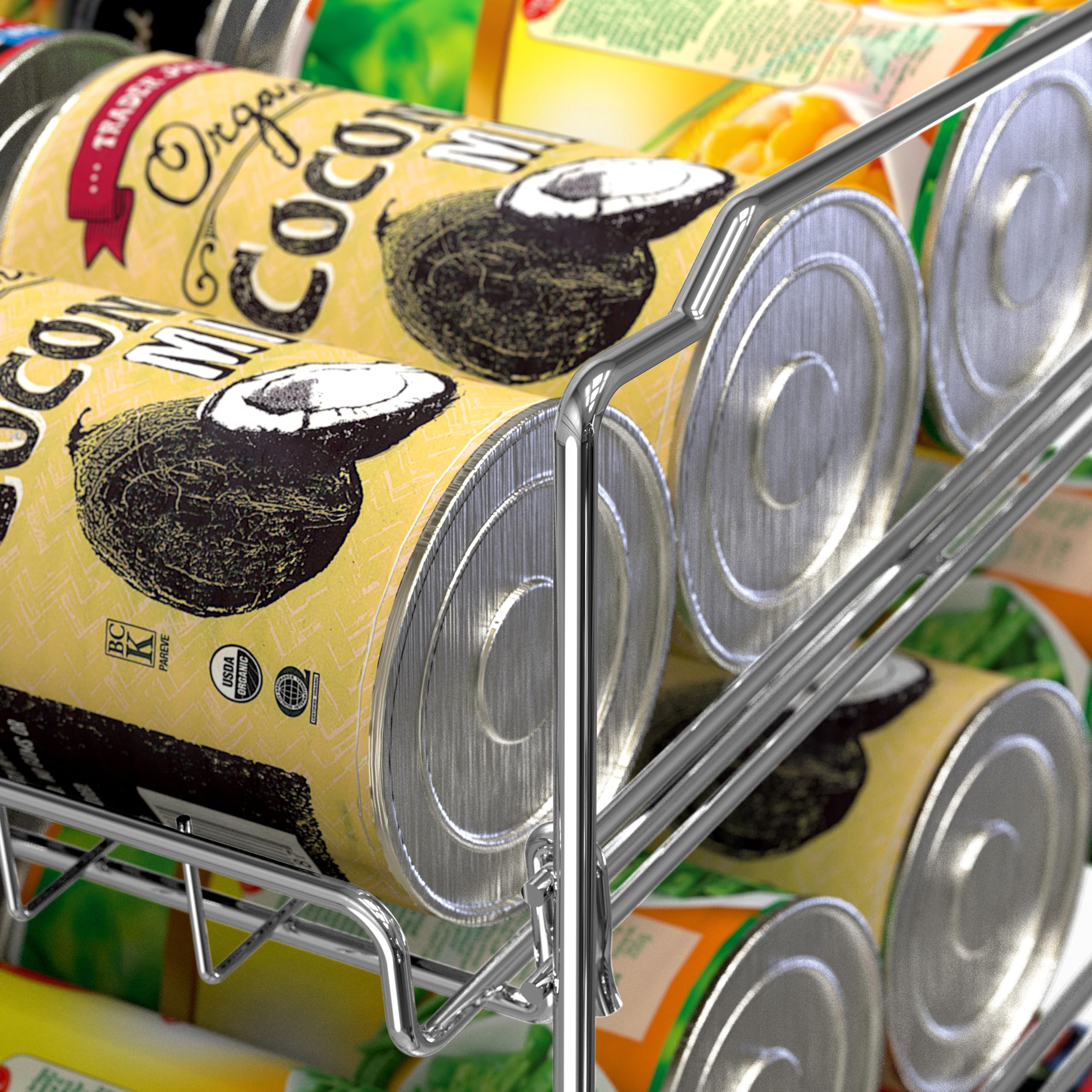 Foto 5 | Organizador Para Guardar Latas  Artículos Sencillos Para El Hogar  3 Niveles  Cromado  36 Latas - Venta Internacional.