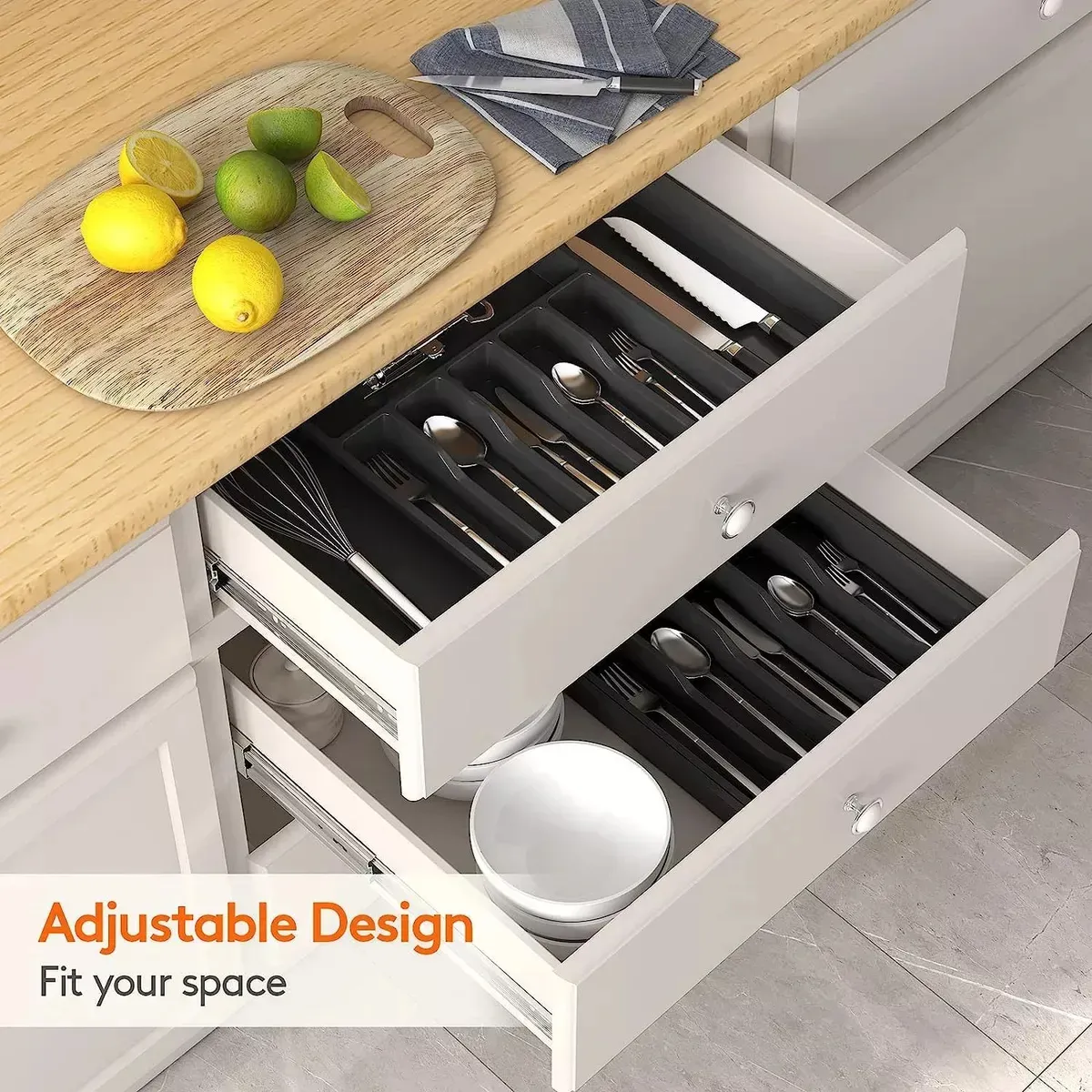 Foto 3 pulgar | Organizador De Bandeja Extensible Para Cajones De Cocina 8 Compartimentos Eo Safe Imports Esi-20625 Negro